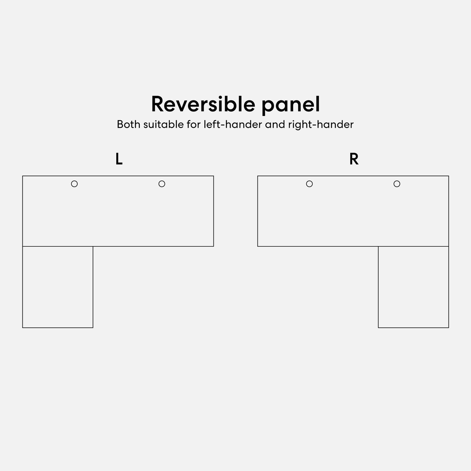 Reversible panel  
Both suitable for left-hander and right-hander  

L  

R