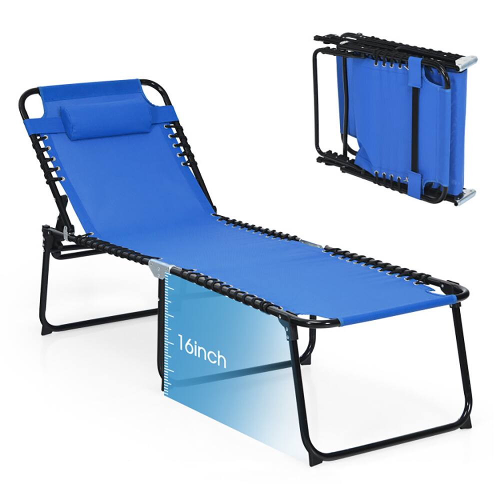 Alt View 2. Pefilos - Patio Lounge Chair, Foldable Recline Lounge Chair with Adjustable Backrest and Footrest-Blue Cushion - Blue.