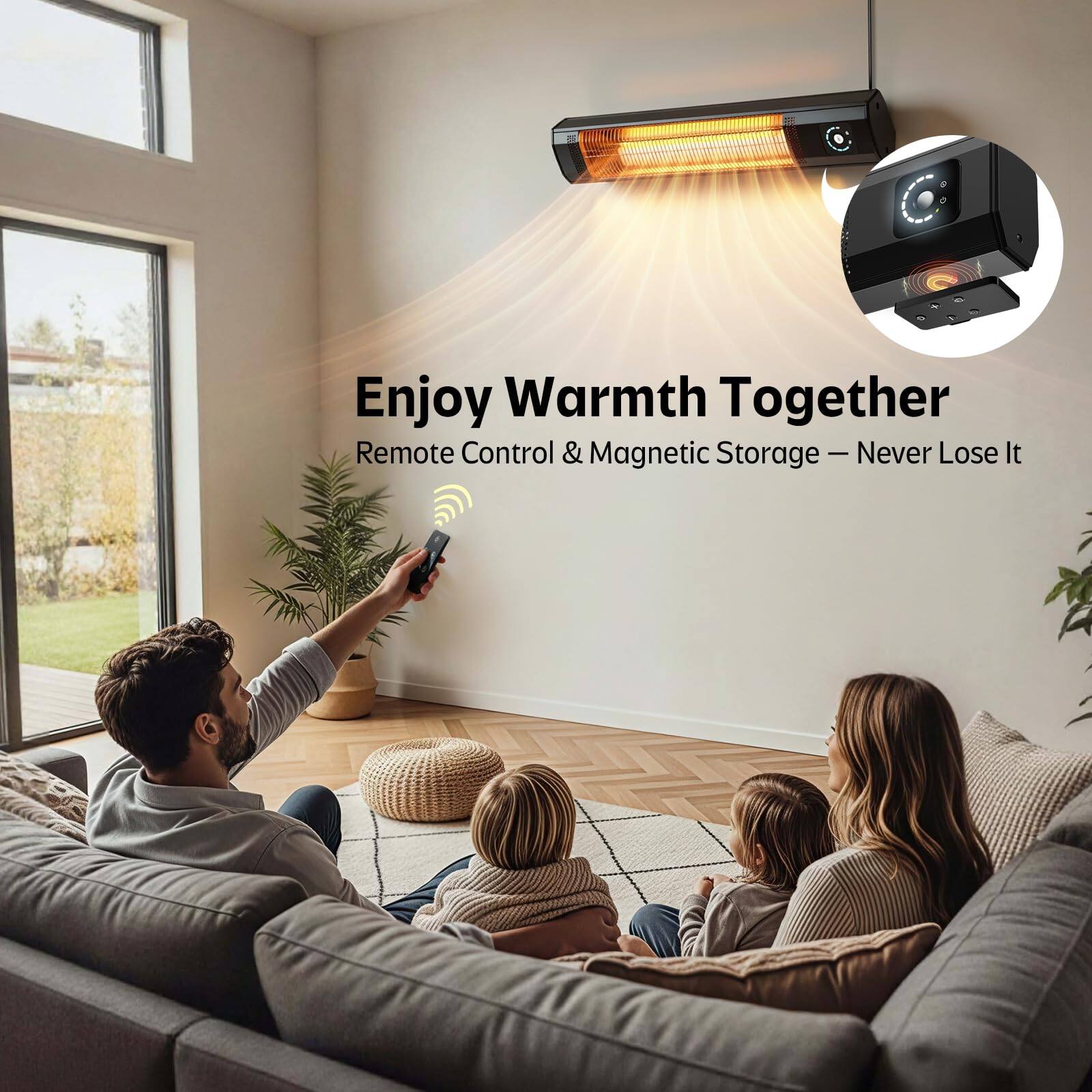 Enjoy Warmth Together  
Remote Control & Magnetic Storage - Never Lose It