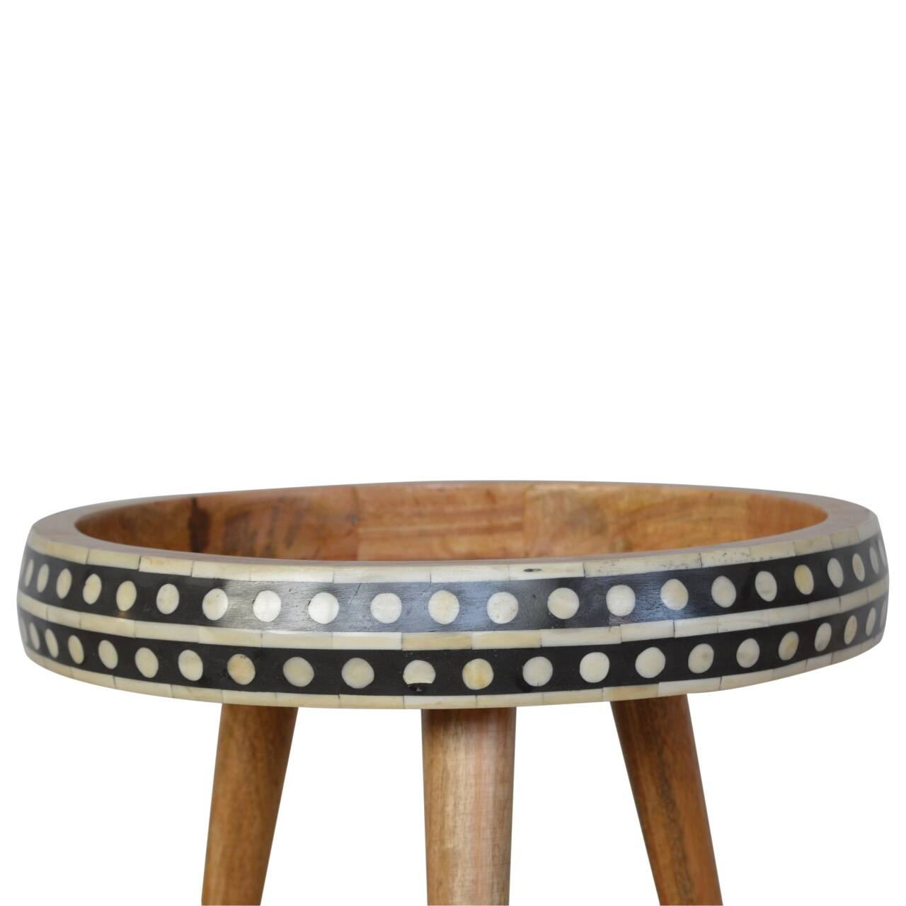 Alt View 1. Artisan Furniture - Artisan Furniture Solid Wood Small Dotted End Table, Black and White - Black and White.