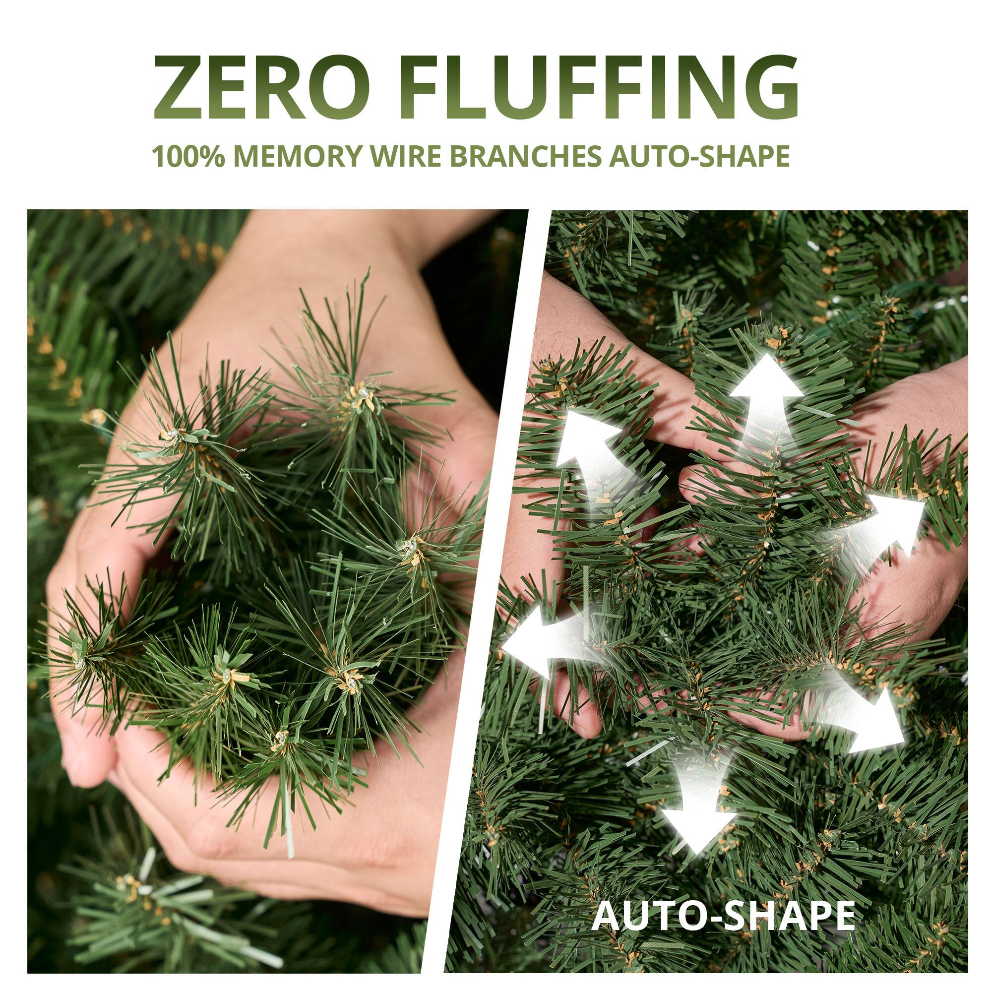 ZERO FLUFFING  
100% MEMORY WIRE BRANCHES AUTO-SHAPE