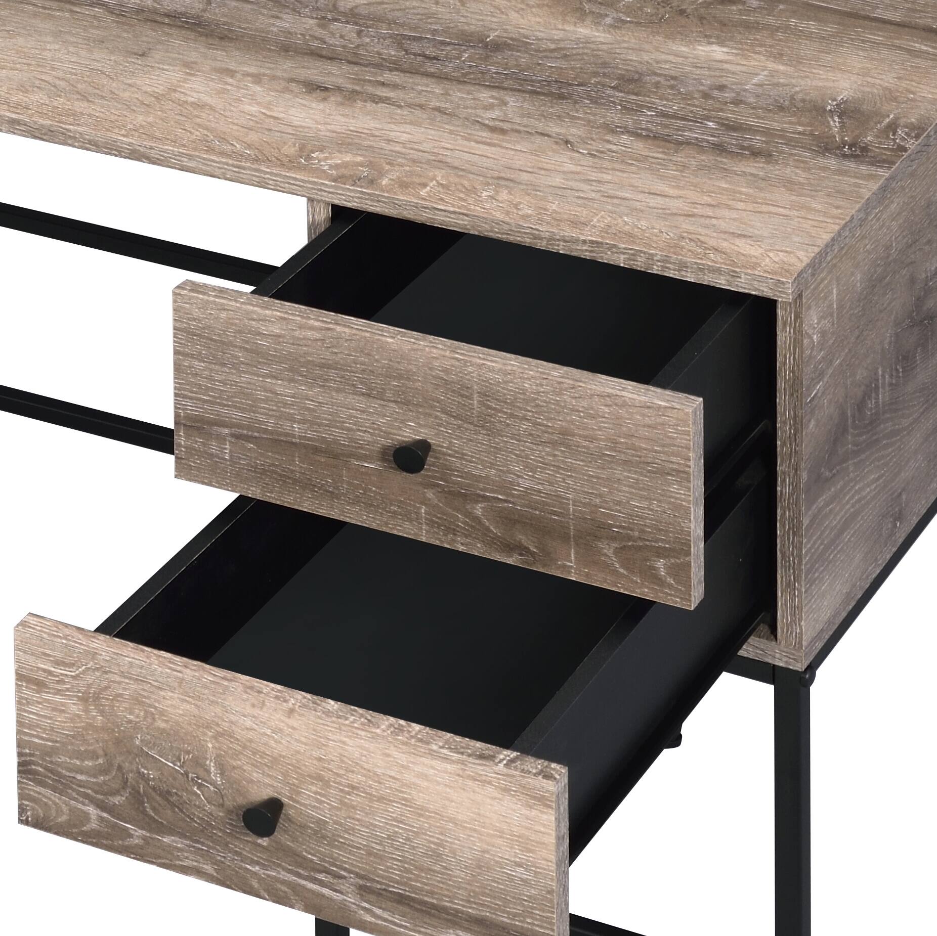 Alt View 2. APRILSOUL - Desirre Rustic Oak and Black Finish Wirting Desk with USB Port - Oak.