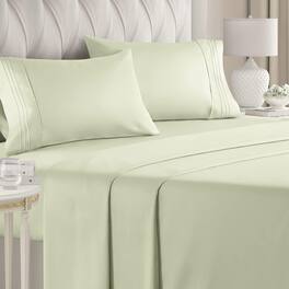 CGK Linens - Luxury Soft 4 Piece Solid Bed Sheet Set - Deep Pocket Fits 8"-16" Mattresses - King - Light Sage Green