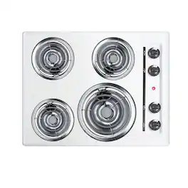 SUMMIT - 24" Wide 4-Burner Coil Cooktop - White