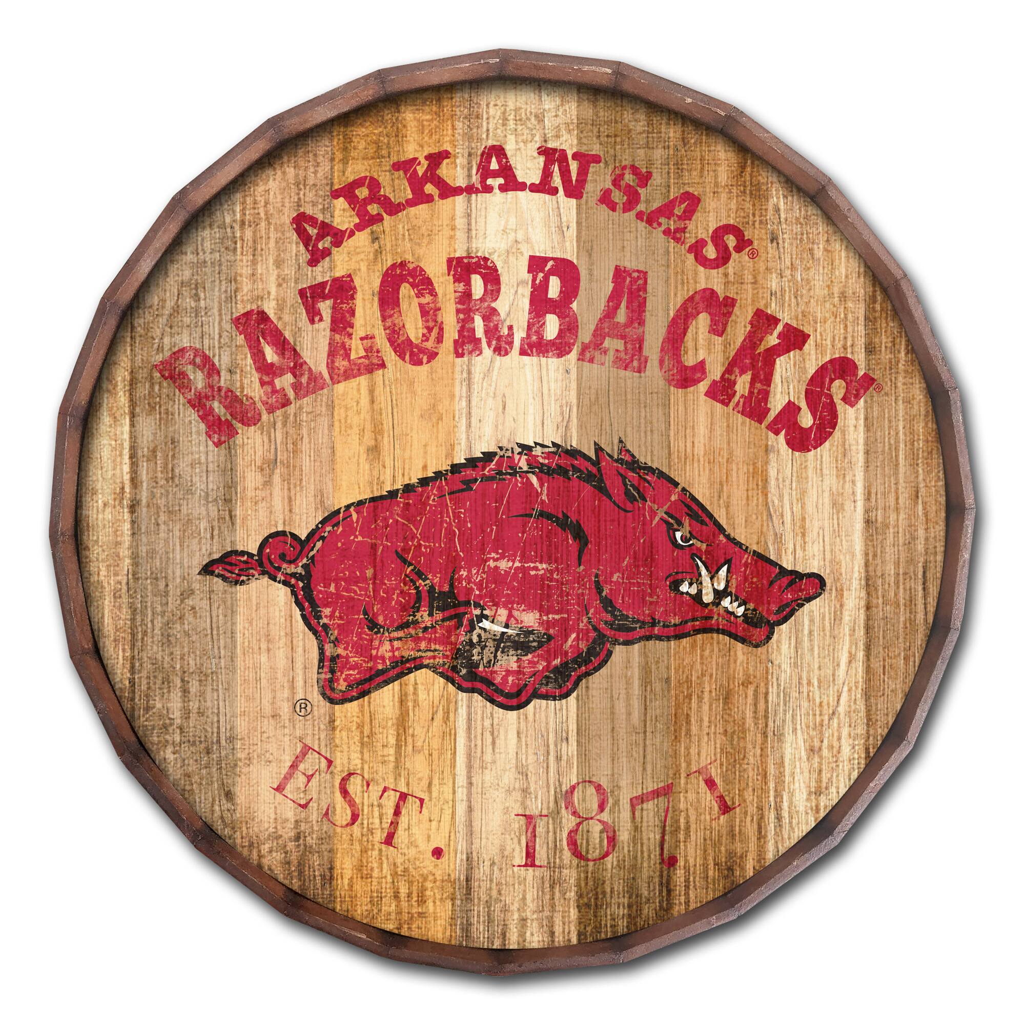 Arkansas Razorbacks 24'' Established Date Barrel Top