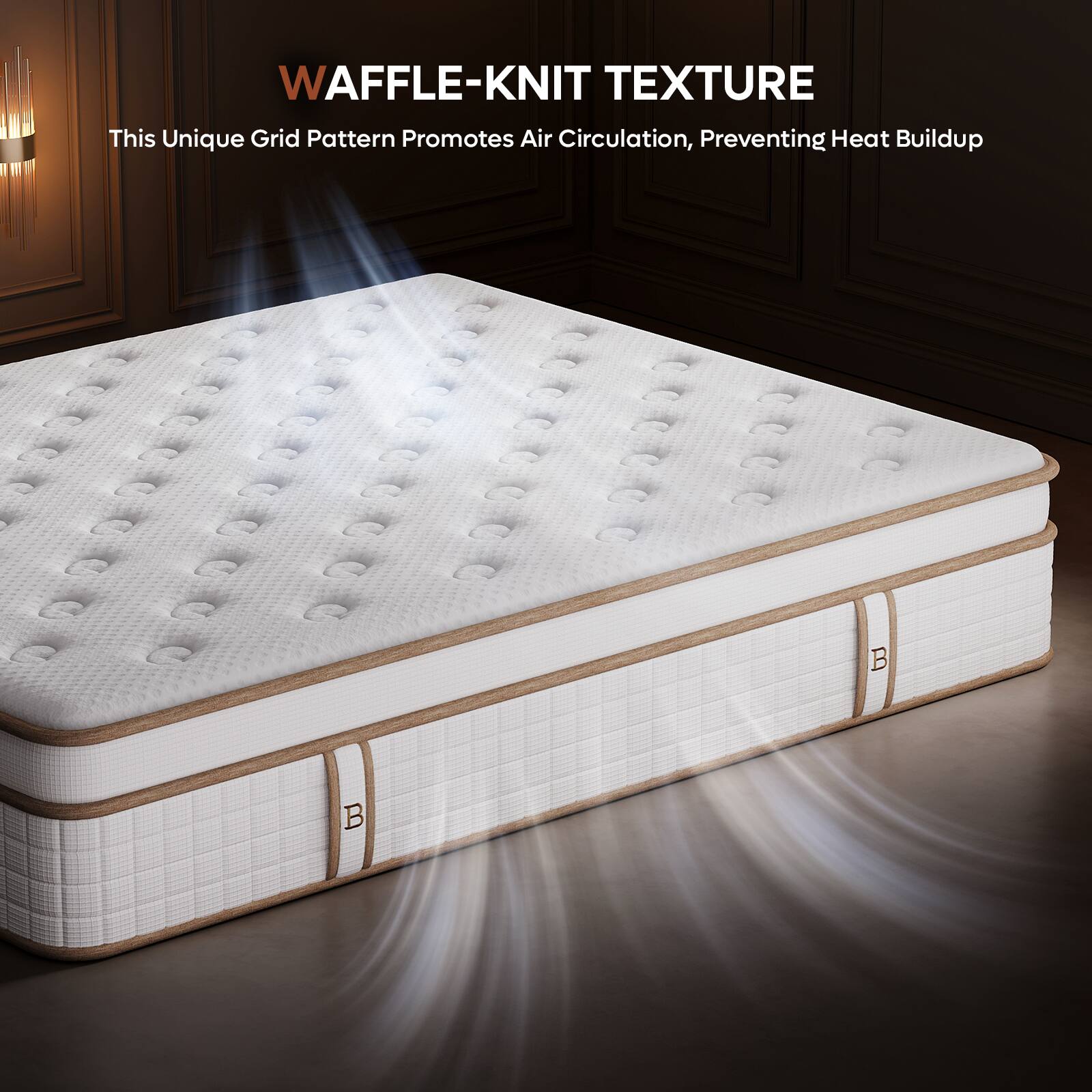 WAFFLE-KNIT TEXTURE  
This Unique Grid Pattern Promotes Air Circulation, Preventing Heat Buildup