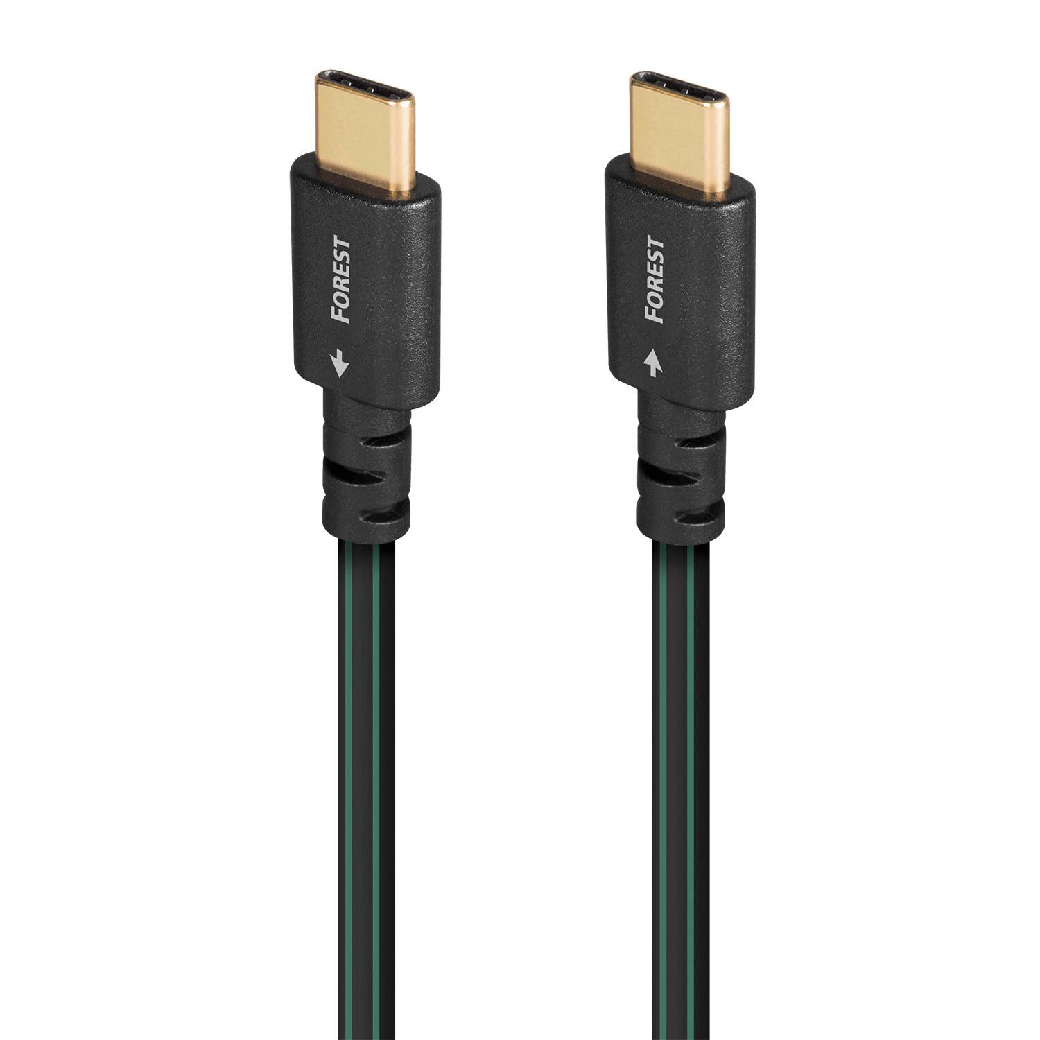 AudioQuest - Forest USB-C > C 4.9' Digital High-Definition Audio Cable with USB-C to USB-C Connectors - Black with Green Stripes