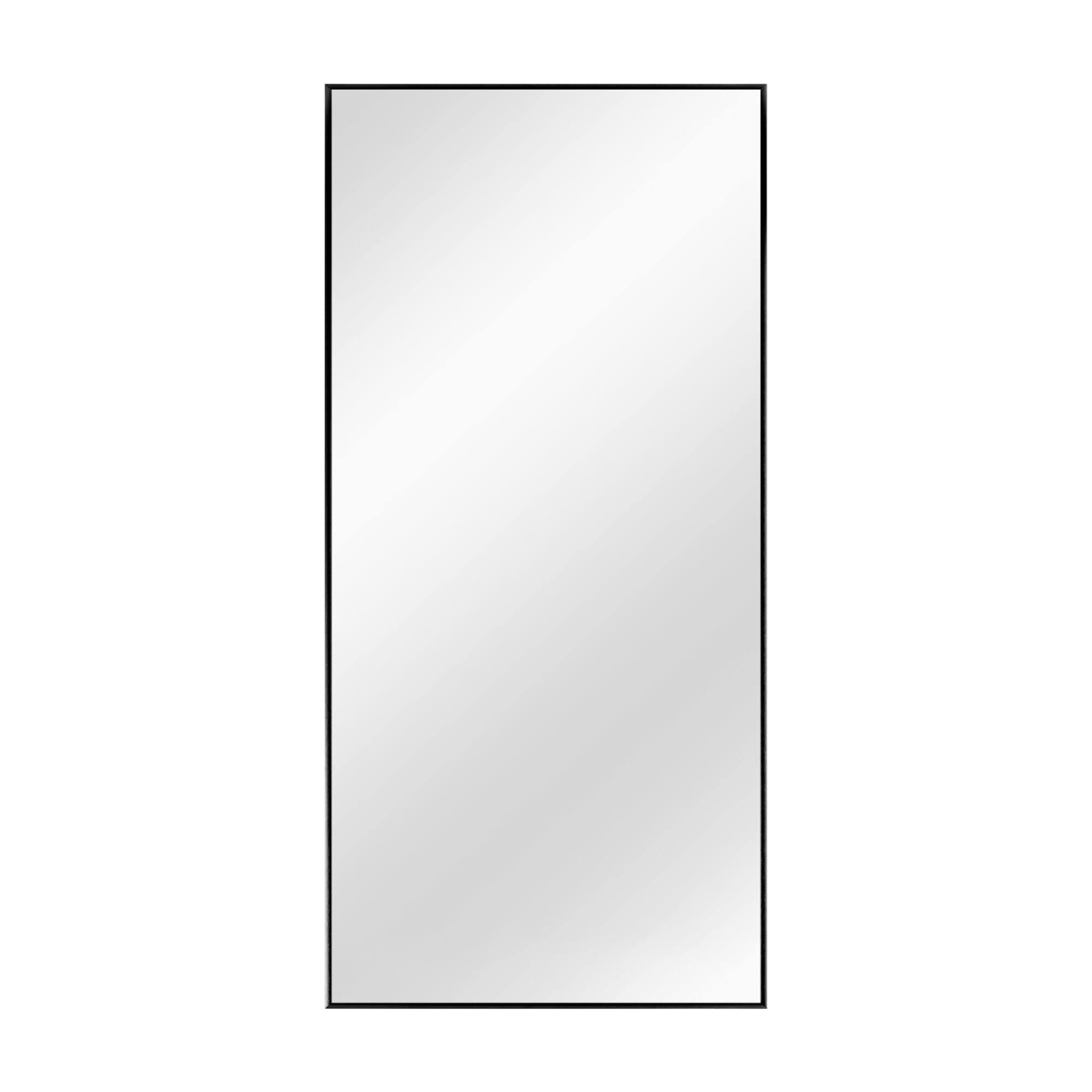 Angle. PexFix - Modern Metal Frame Bathroom Mirror, 34x71 in. Rectangle, Wall-Mounted for Vanity & Powder Room - Black.