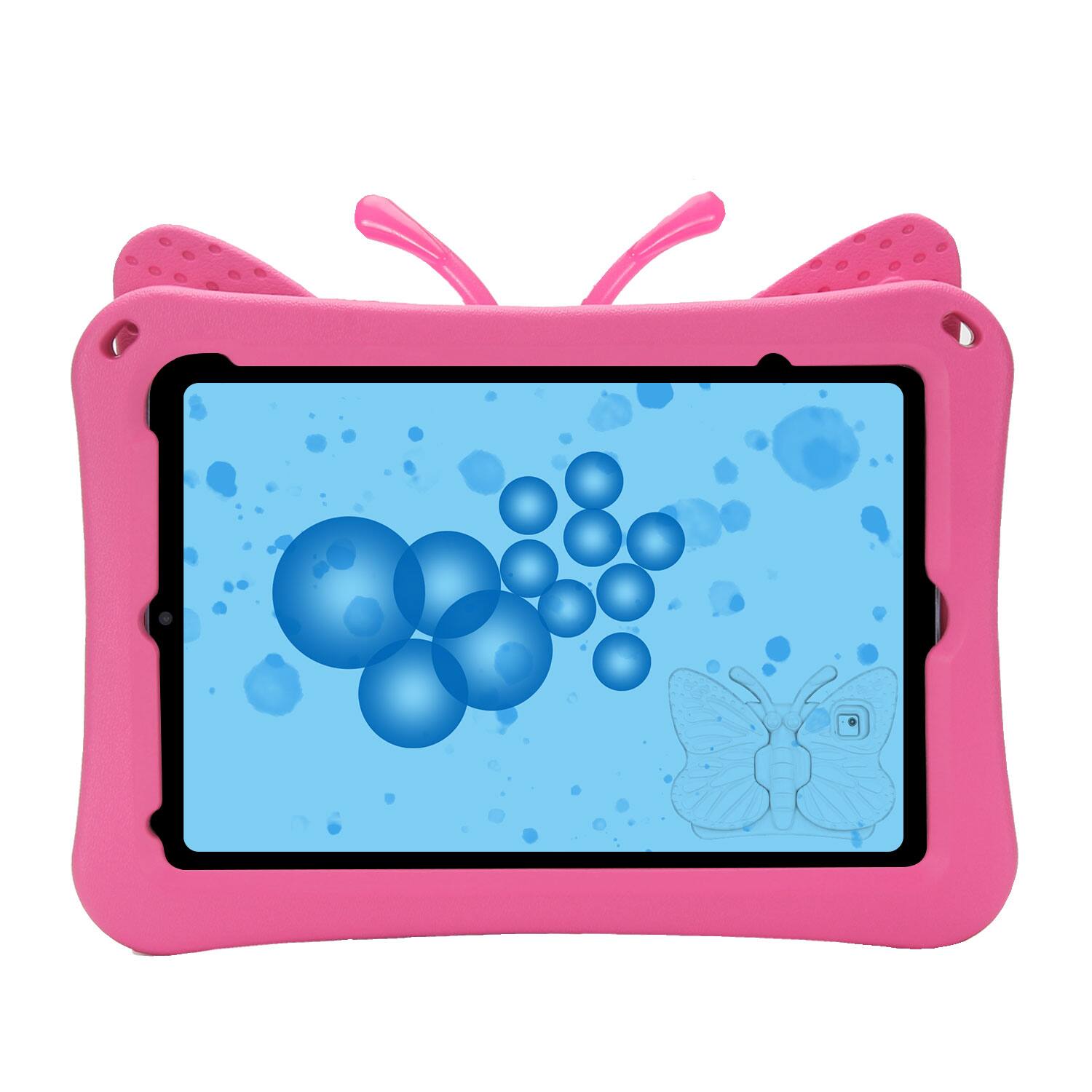 Left. Dteck - Kids Butterfly Case for Apple iPad mini (A17 Pro) 2024 & iPad mini 6th/5th/4th Gen,3D Cartoon EVA Shockproof Stand Cover - Rose.
