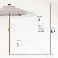 Sure, here is the corrected text:

- Diameter: 7.5 feet
- Pole Diameter: 1.5 inch (38mm)
- Height: 7.05 feet