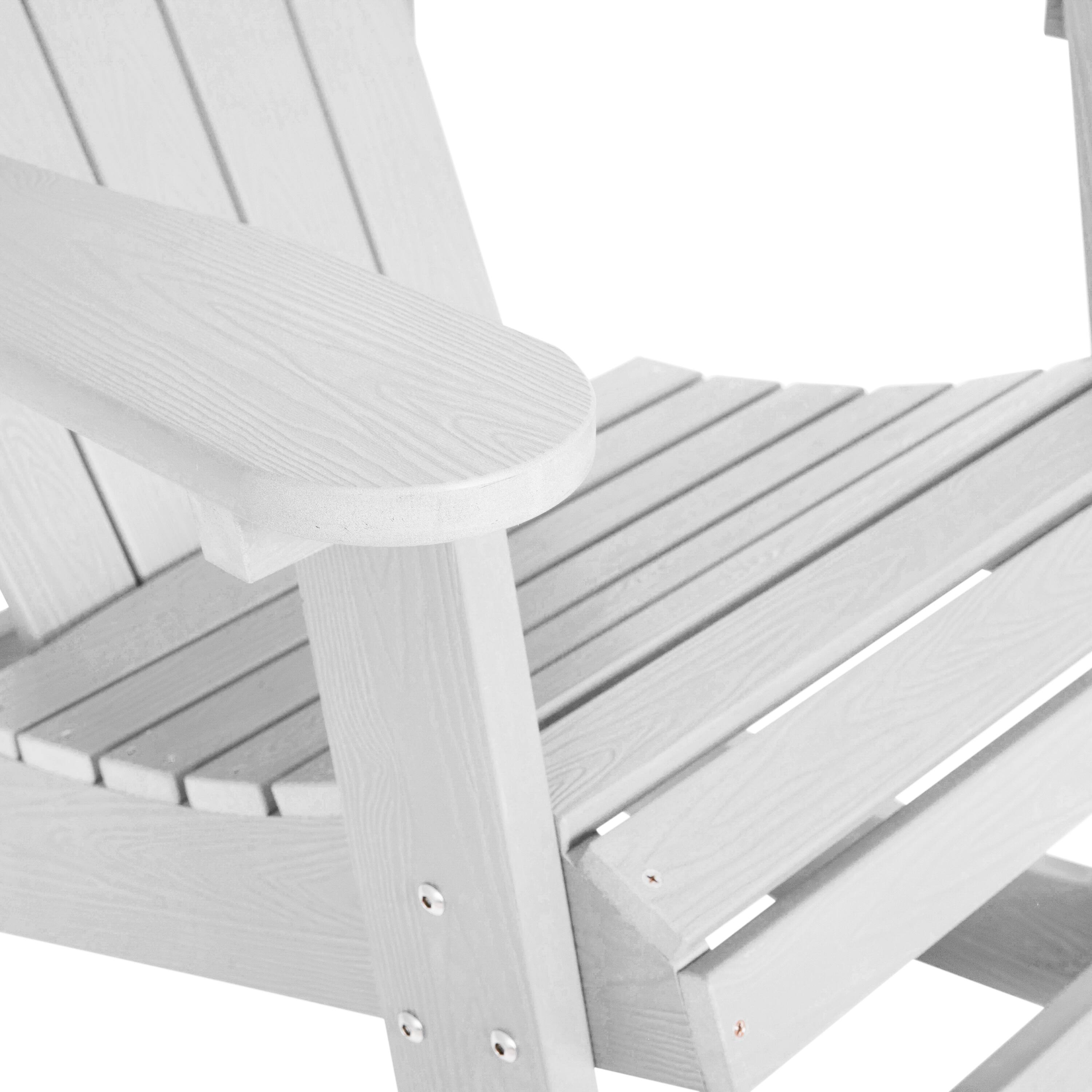 Alt View 8. Emma + Oliver - Classic All-Weather Poly Resin Rocking Adirondack Chair with Stainless Steel Hardware for Year Round Use - White.