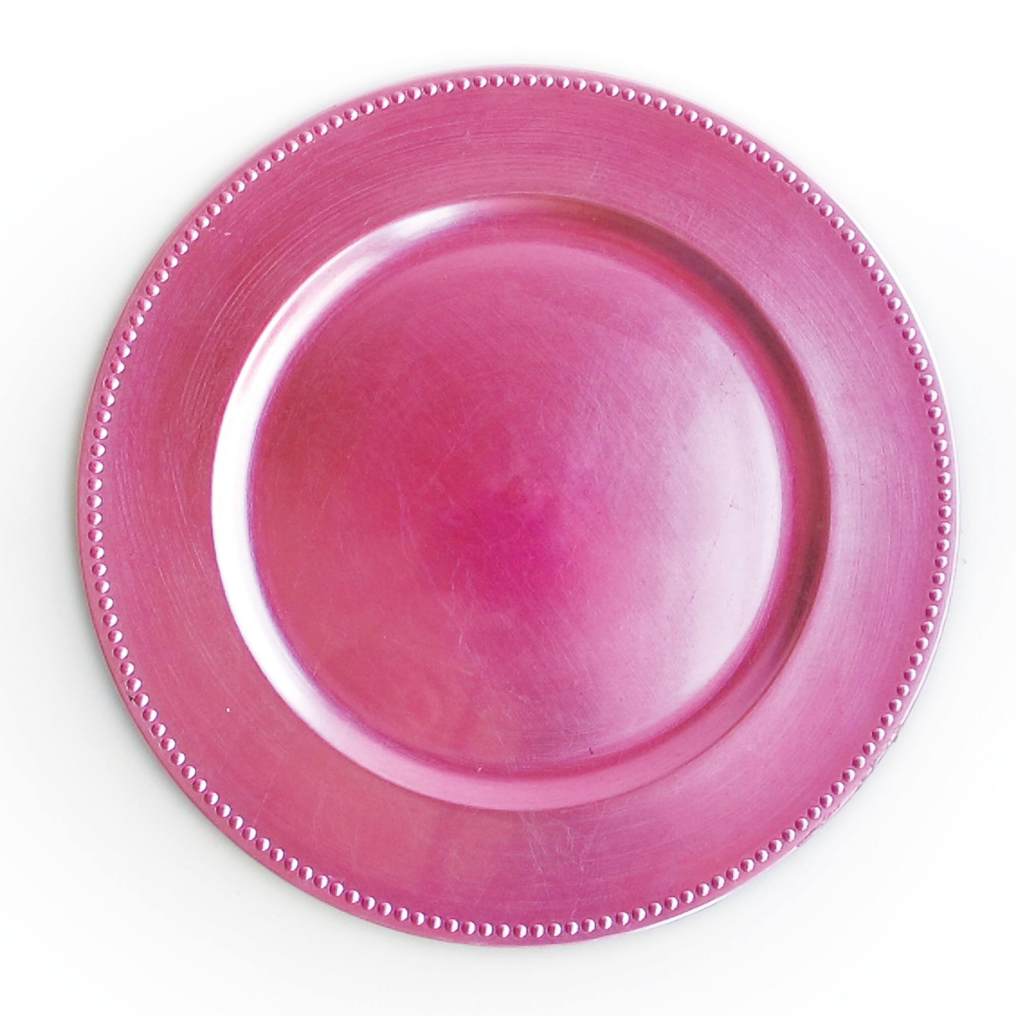 Angle. American Atelier - Pink Beaded Charger Plate 12-Piece Set - Elegant Table Setting Decor - Pink.