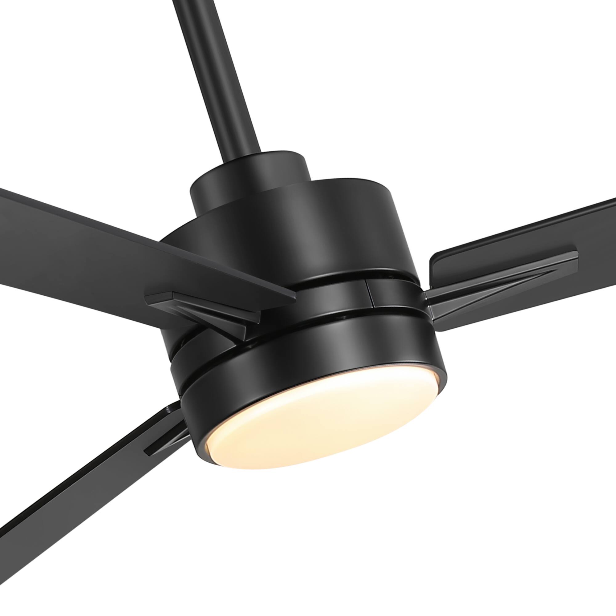 Alt View 8. Breezary - 52" Indoor Ceiling Fan with 3 Plywood Blades, 3-Color Light, 6-Speed DC Motor, Remote Control with Timer - Matte Black.