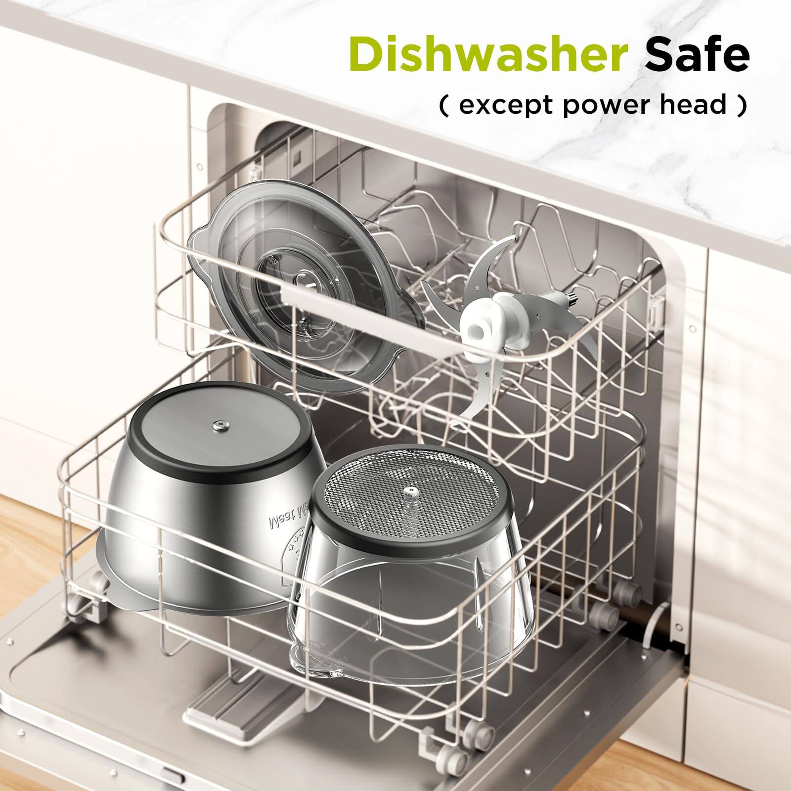 Dishwasher Safe  
(except power head)