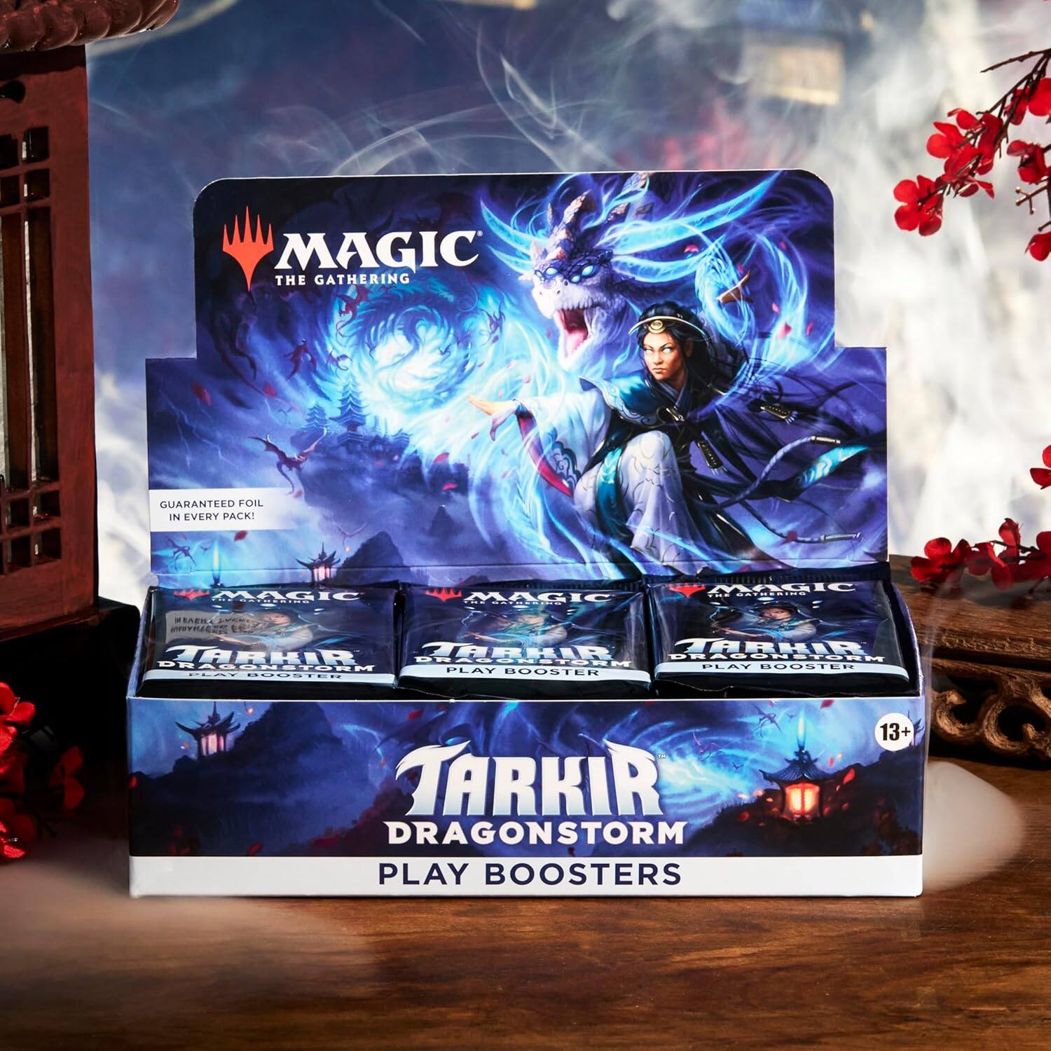MAGIC THE GATHERING  
GUARANTEED FOIL IN EVERY PACK!  

TARKIR DRAGONSTORM  
PLAY BOOSTERS  

13+