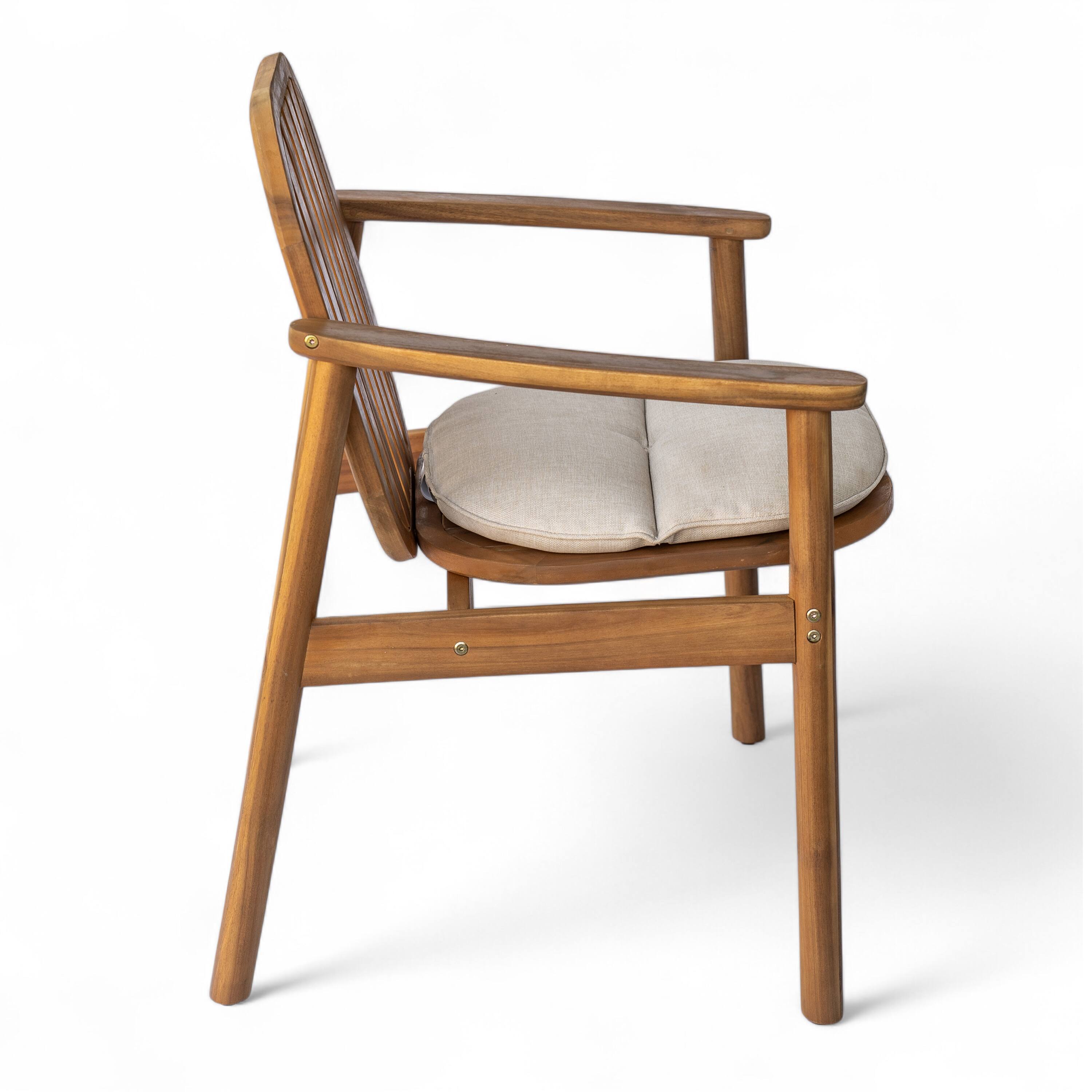 Alt View 2. Mondawe - Set of 2 Dining Chair With Cushion - Teak+ Beige.