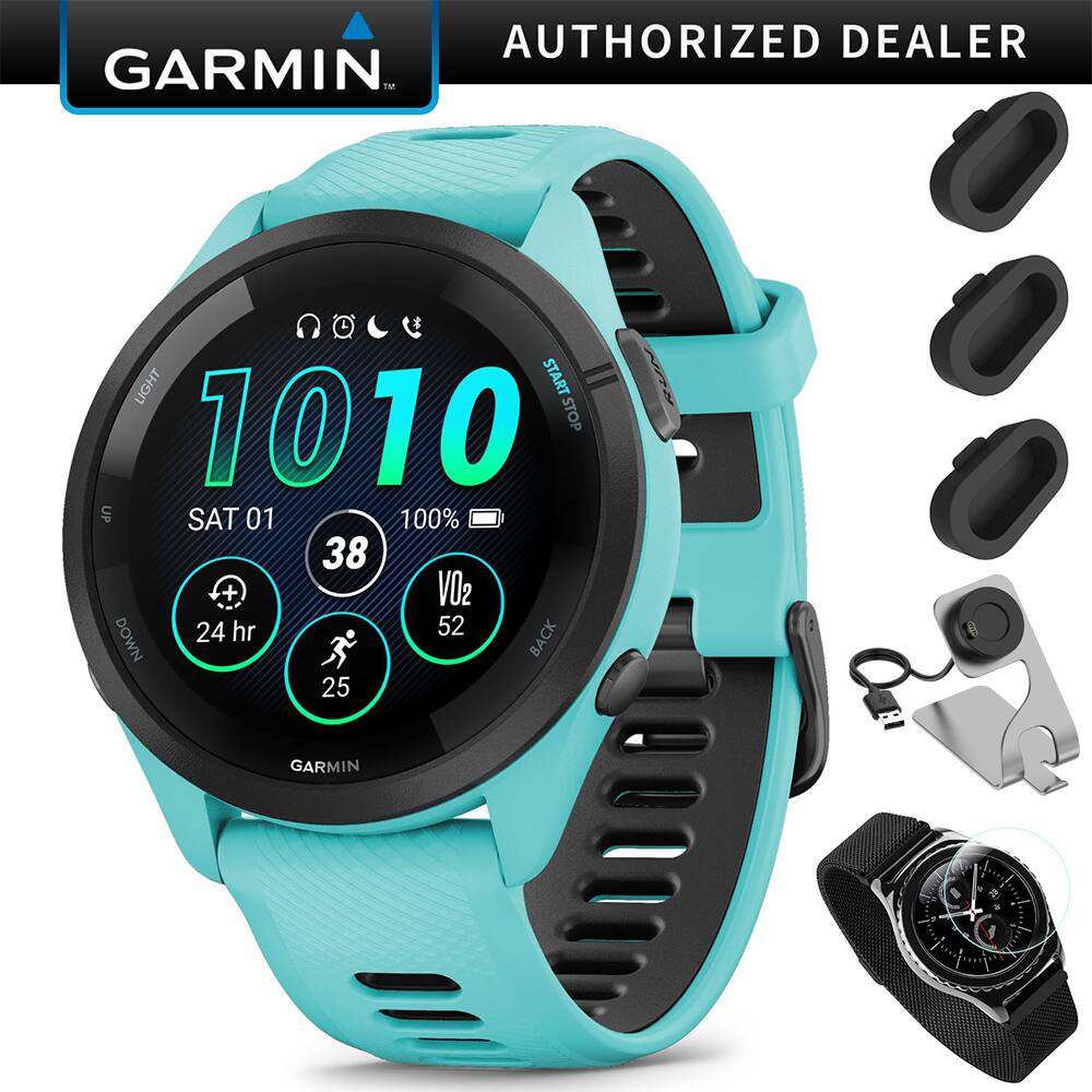 AUTHORIZED DEALER  
GARMIN  
LIGHT START 1010 STOP  
SAT 01 100% 38 + VO2 24 hr 52 DOWN BACK 25 GARMIN