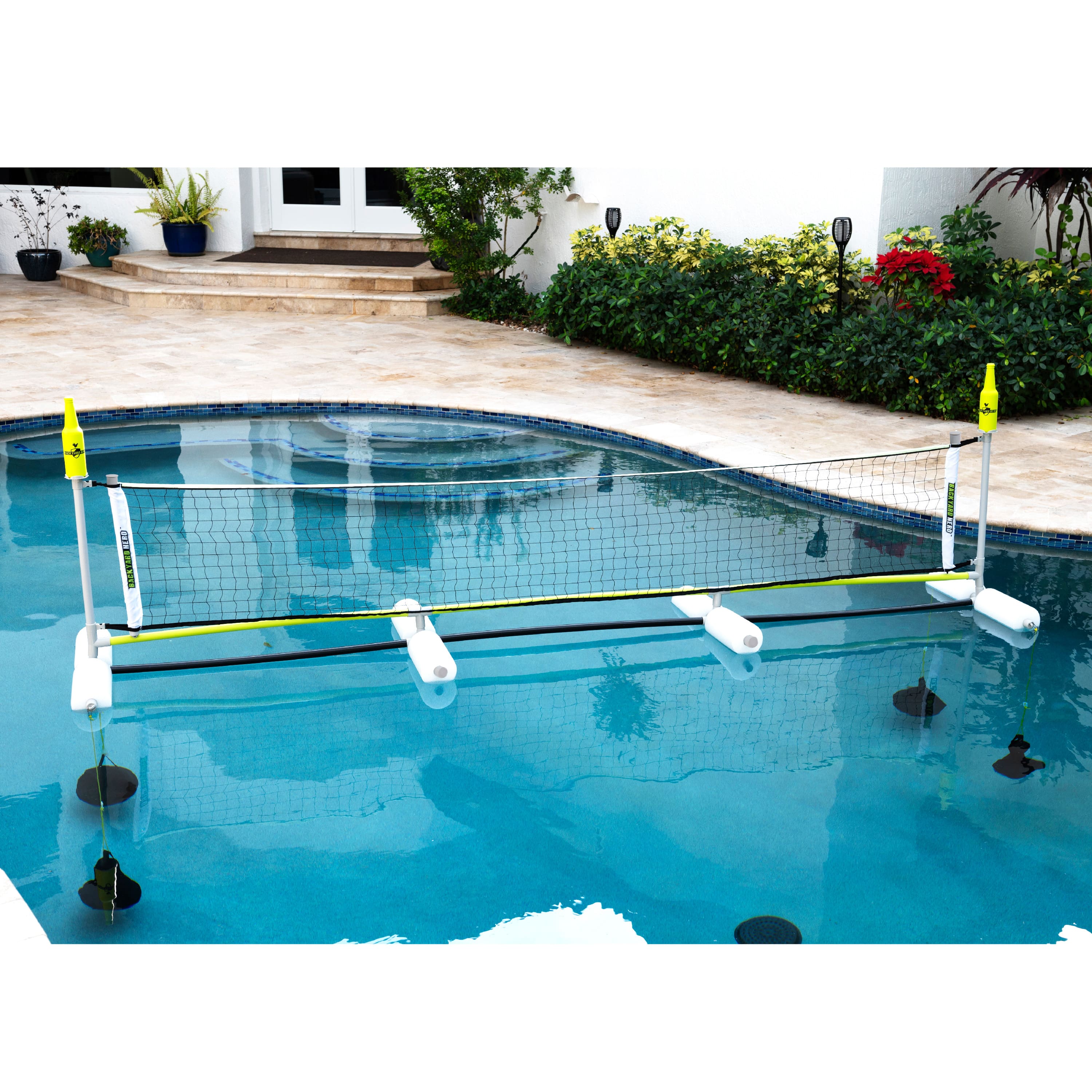 Front Zoom. Backyard Hero - Pool Volleyball Game, 120 inch Floating Net 2 in 1, with Glow-in-The-Dark Volleyball.