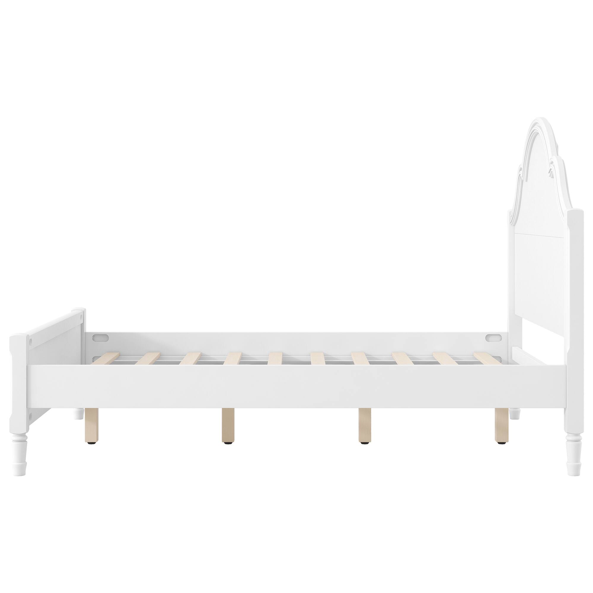 Alt View 1. Whisen - Full Size Platform Bed Frame with Arched Headboard and Footboard for Bedroom Furniture, No Box Spring Needed - White.