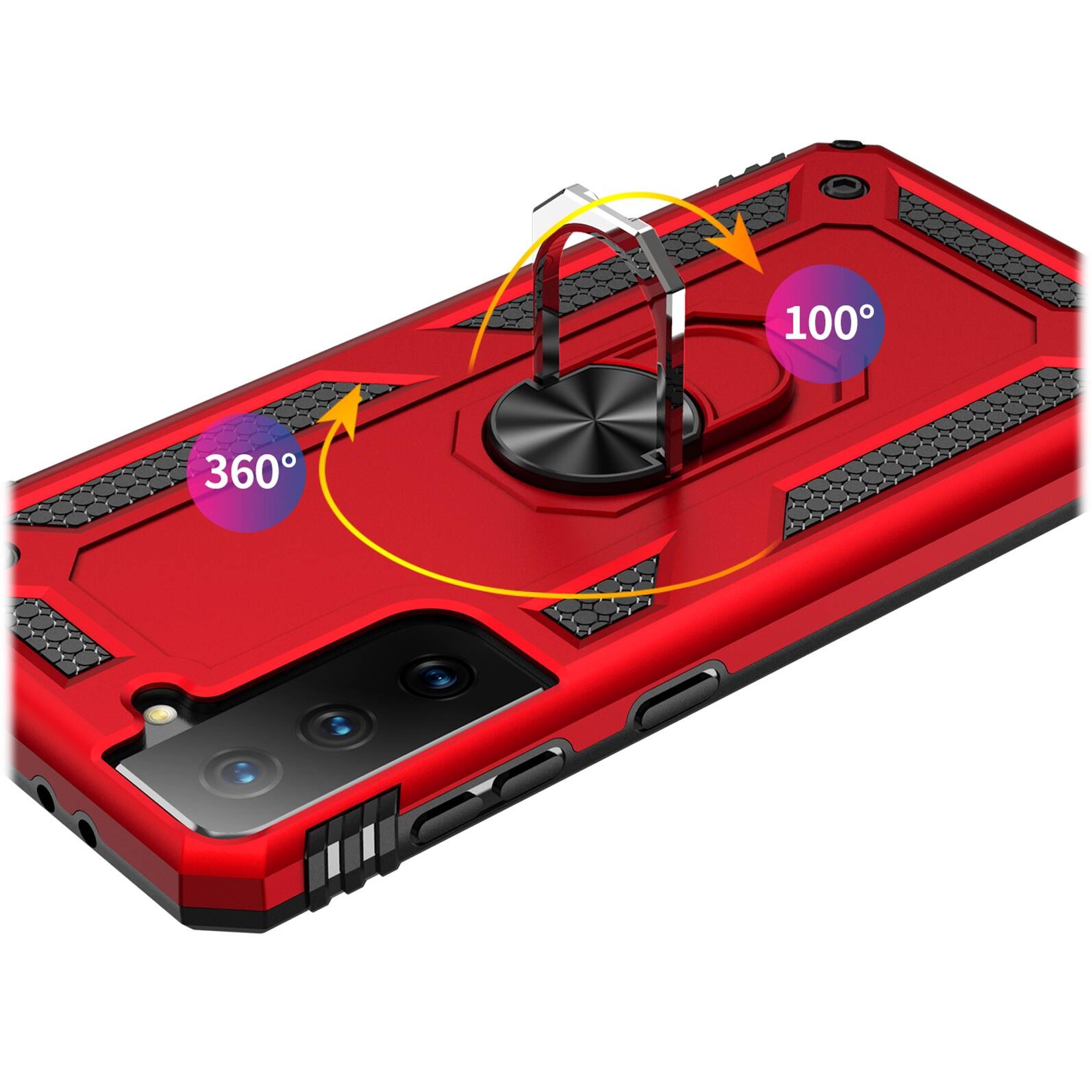 Alt View 13. SaharaCase - Military Kickstand Series Case for Samsung Galaxy S21 FE 5G - Red.