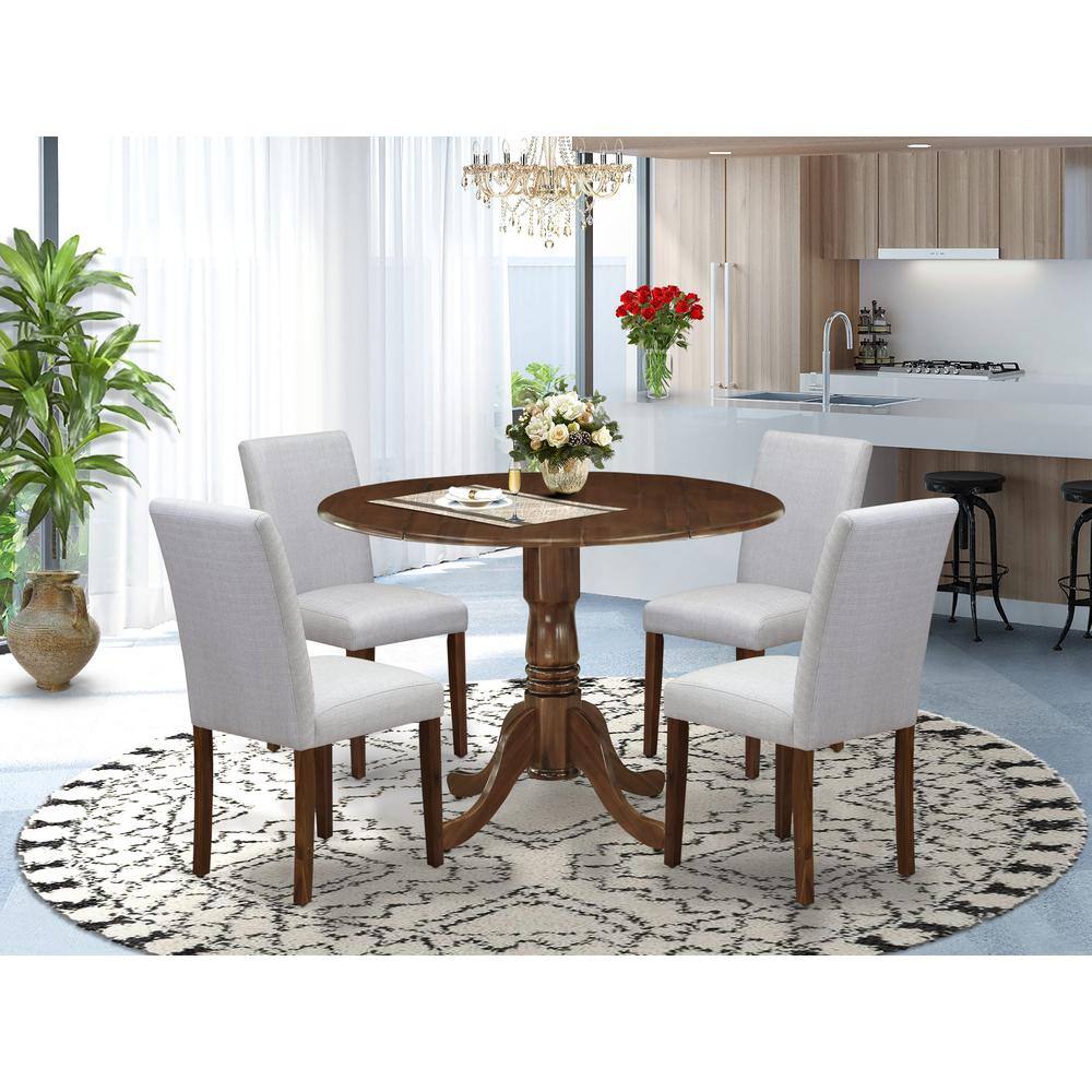 Alt View 3. East West Furniture - 5 Pc Dining Set Contains a Round Dining Table and 4 Upholstered Chairs - Grey.