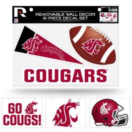 Rico Industries - Washington State Cougars Set of 6 Removable Wall Decal Stickers - Multi