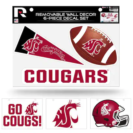 R
REMOVABLE WALL DECOR
6-PIECE DECAL SET
COUGARS
GO COUGARS!
COUGARS
