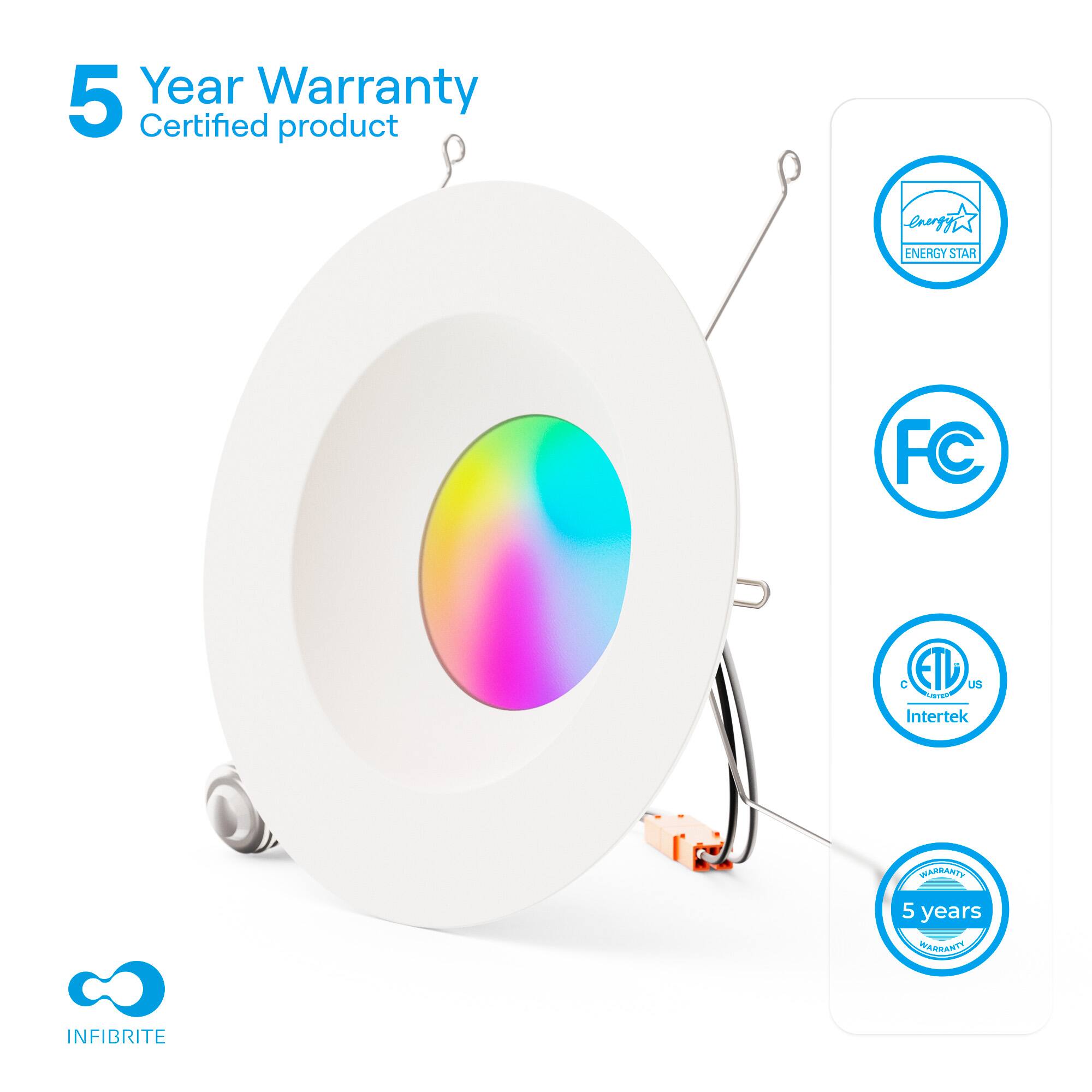 5 Year Warranty  
Certified product  

ENERGY STAR  
FC  
ETL US  
Intertek  
5 years  

INFIBRITE