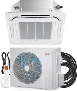 Tosot - 34,000 BTU 21 SEER2 Ceiling Cassette Mini Split AC, 230V, Ductless, for Light Commercial & Residential Use, Cosmo Series - White