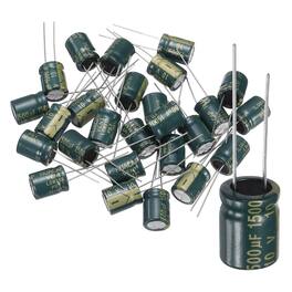 Unique Bargains - 1500uF 10V 10x13mm Electrolytic Capacitor, 105C High Temp Radial Leads, for TVs/LCDs/VCD, 24pcs - Black
