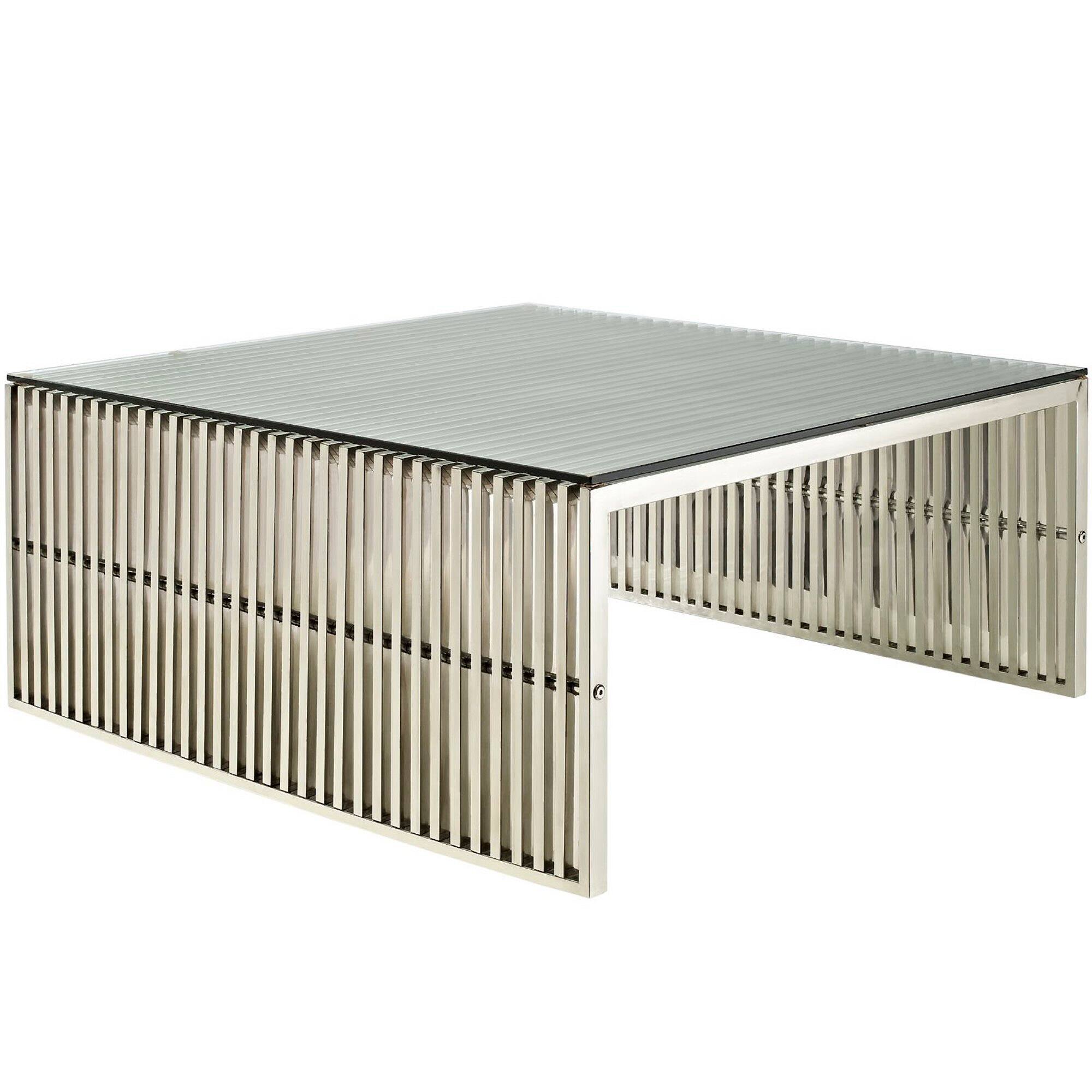 Angle. Modway - Gridiron Coffee Table by Modway - Silver.