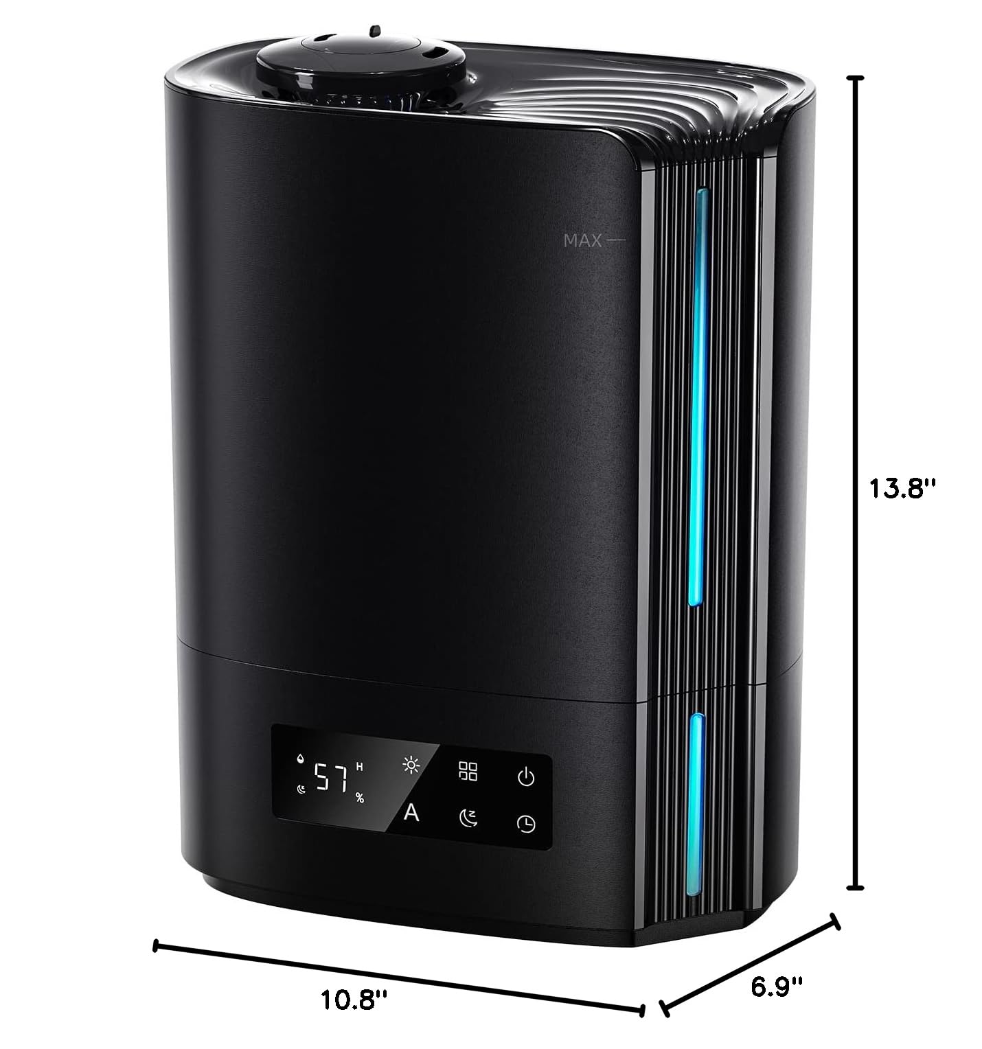 MAX 13.8" H  
57% A  
10.8" W  
6.9" D