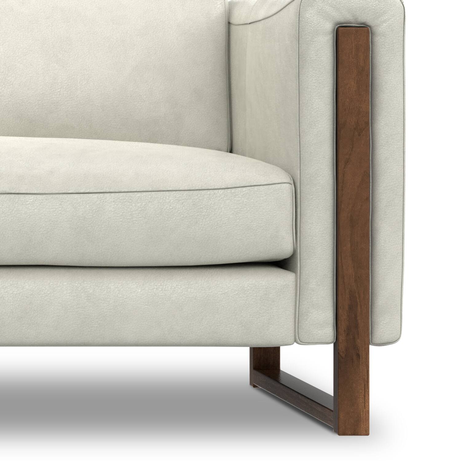 Alt View 5. Simpli Home - Richard Modern Contemporary 83 inch Wide Sofa in Light Smoke Grey Genuine Leather - Light Smoke Grey.