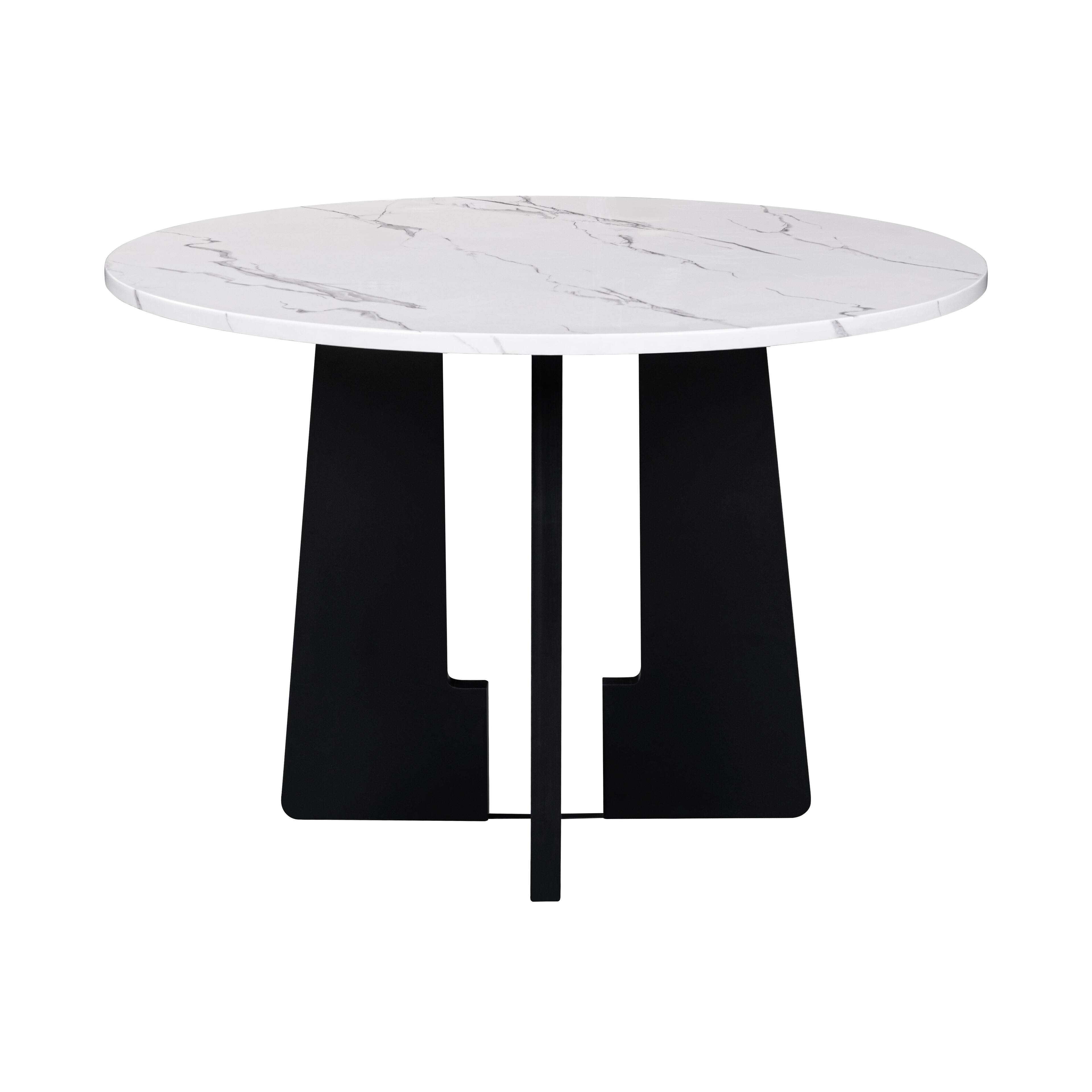 Alt View 4. Tiramisubest - Round Dining Table for 4, 43-Inch Faux Marble Top, Mid-Century Modern Round Dining Table (White) - White+Black.
