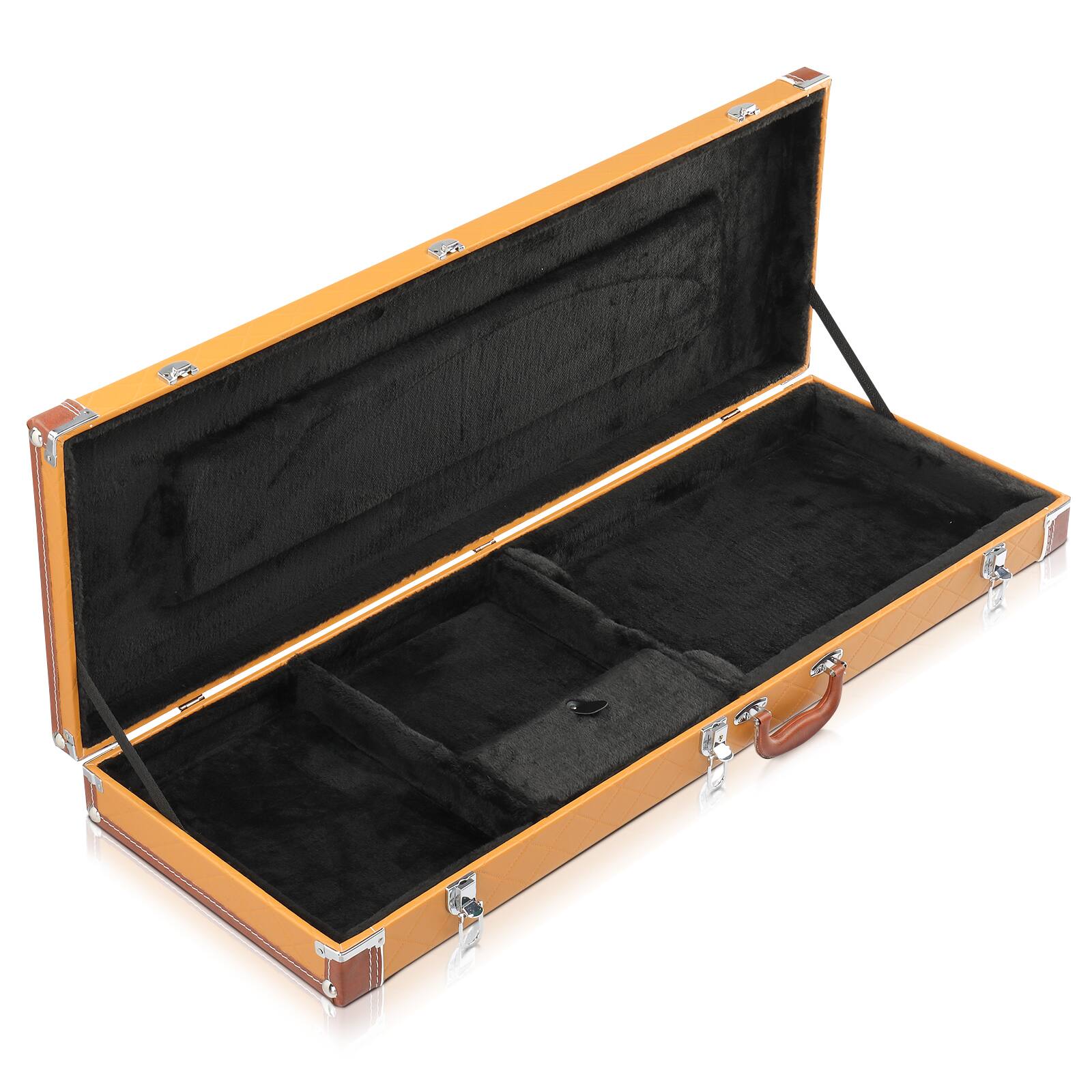 Left. Winado - Electric Guitar Hard Case, Rectangle Wooden Standard 39-Inch Electric Guitars Hard-Shell Protective Carrying Case.