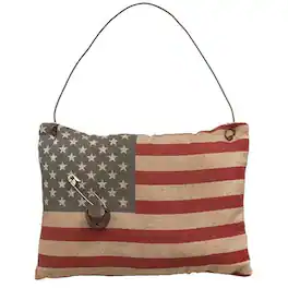 BreeBe - Primitive Flag Pillow Ornament - Red, White, Blue
