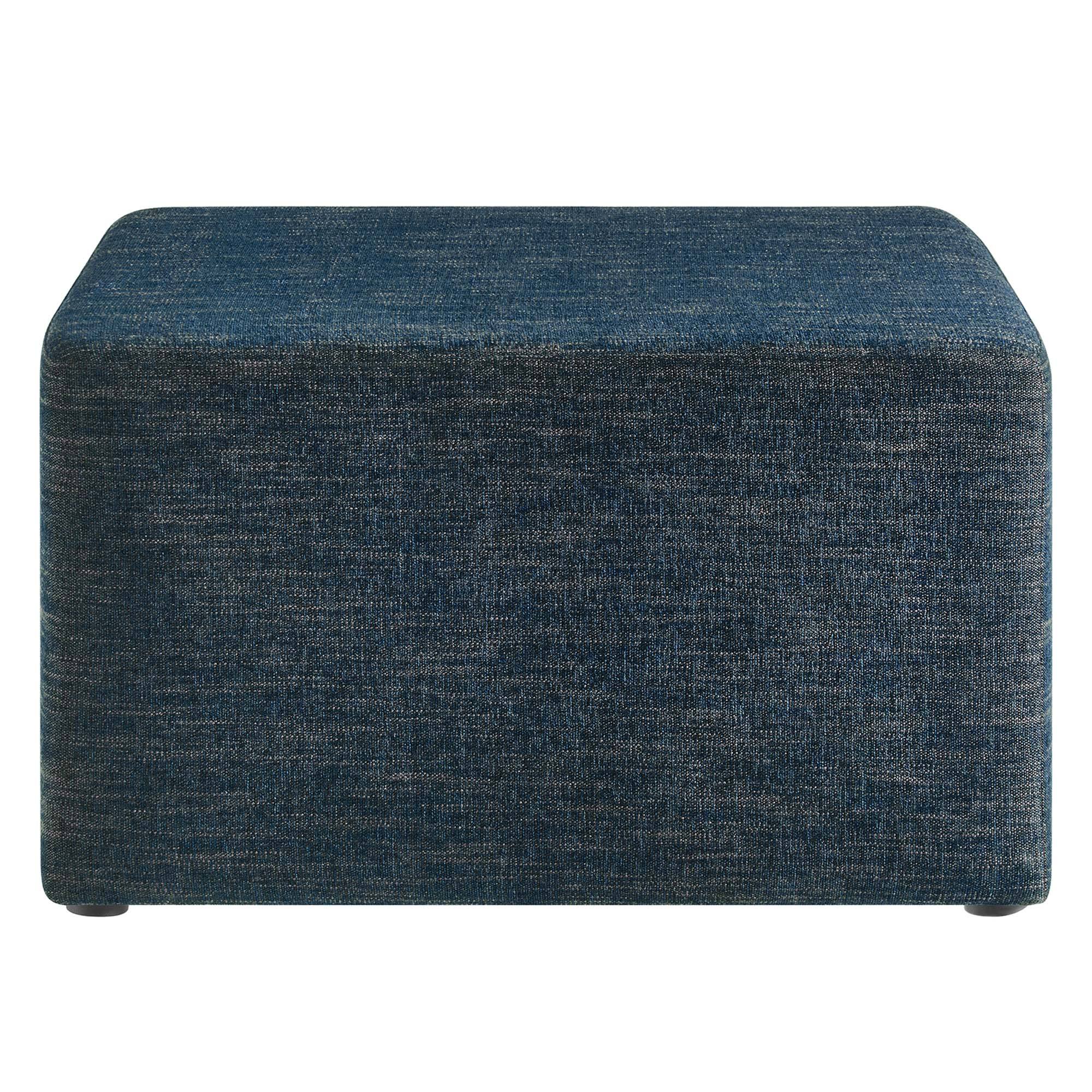 Alt View 4. Modway - Callum Large 28" Square Woven Heathered Fabric Upholstered Ottoman by Modway - Heathered Weave Azure.