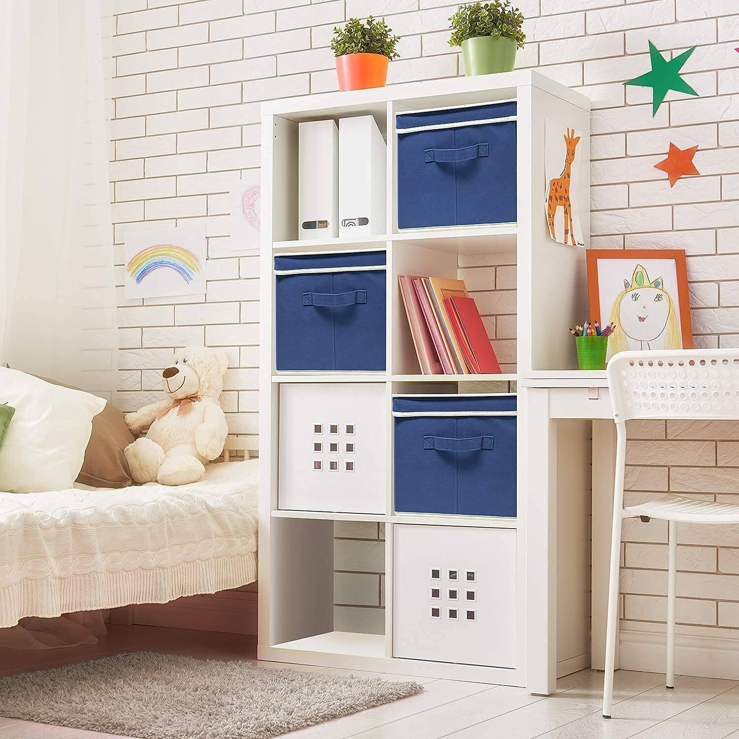 Alt View 2. Sorbus - Sorbus Fabric Storage Bin Boxes with Lids, Collapsible & Decorative Organizer Basket, Great Container Cubes - Blue.