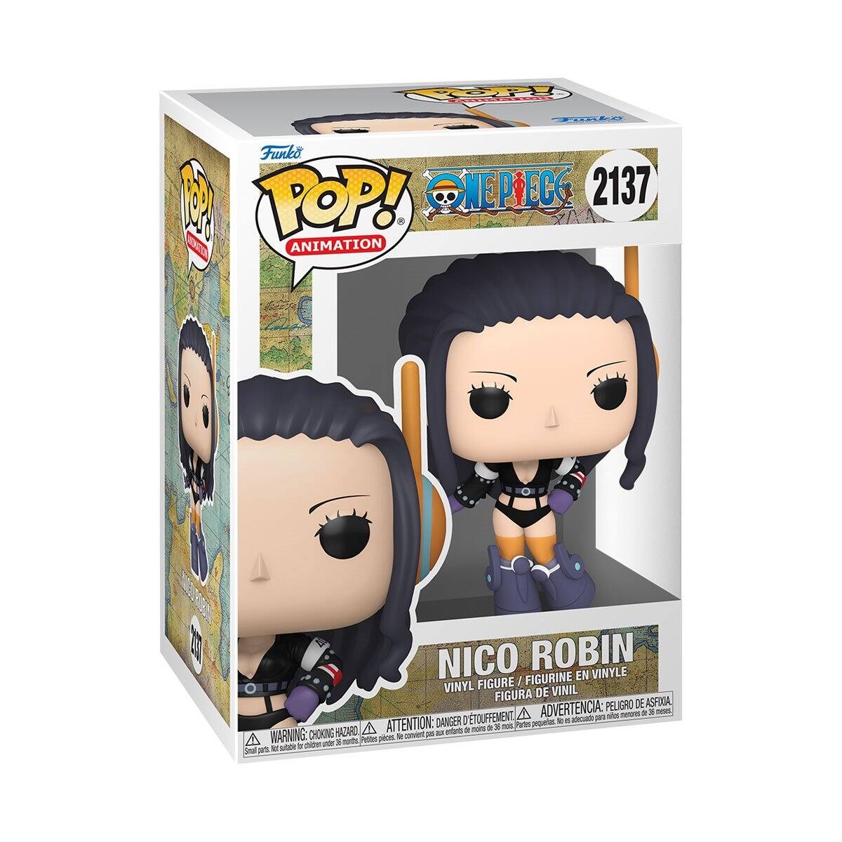 Funko POP! Animation  
ONE PIECE 2137  

NICO ROBIN  
Vinyl Figure / Figurine en Vinyle / Figura de Vinil  
Peligro de Asfixia / Danger d'Asphyxie / Choking Hazard  

WARNING: CHOKING HAZARD - Small parts. Not for children under 3 years.  
ATTENTION: PELIGRO DE ASFIXIA - Piezas pequeñas. No es adecuado para menores de 3 años.  
ADVERTENCIA: DANGER D'ASPHYXIE - Petites pièces. Ne convient pas aux enfants de moins de 3 ans.