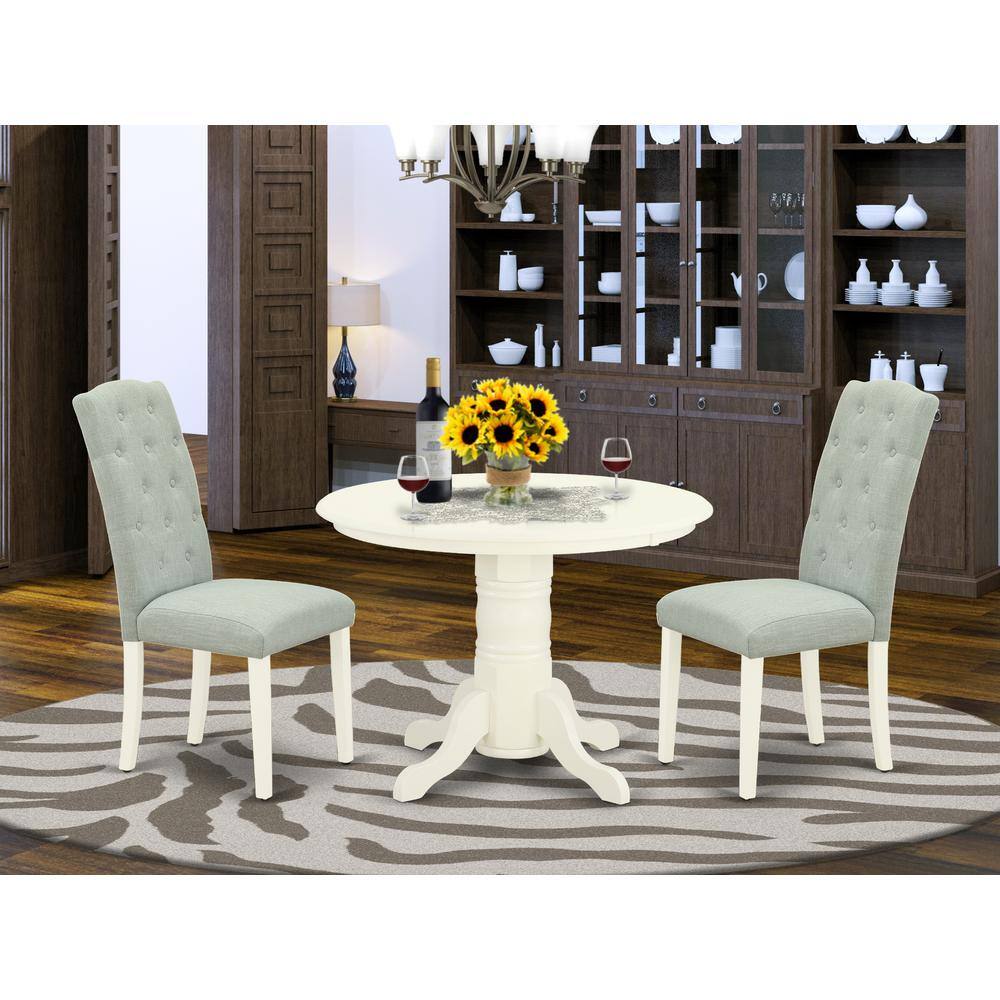 Left. East West Furniture - Dining Room Set Linen White - Brown.