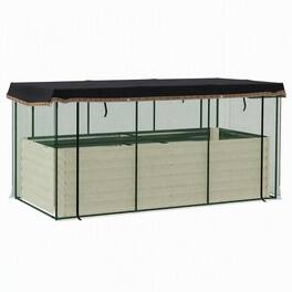 RYHNUYNE - Galvanized Steel Raised Garden Bed with Crop Cage and Shade Cloth, 90.5x43.25x43.25 Inch, Planter - Beige