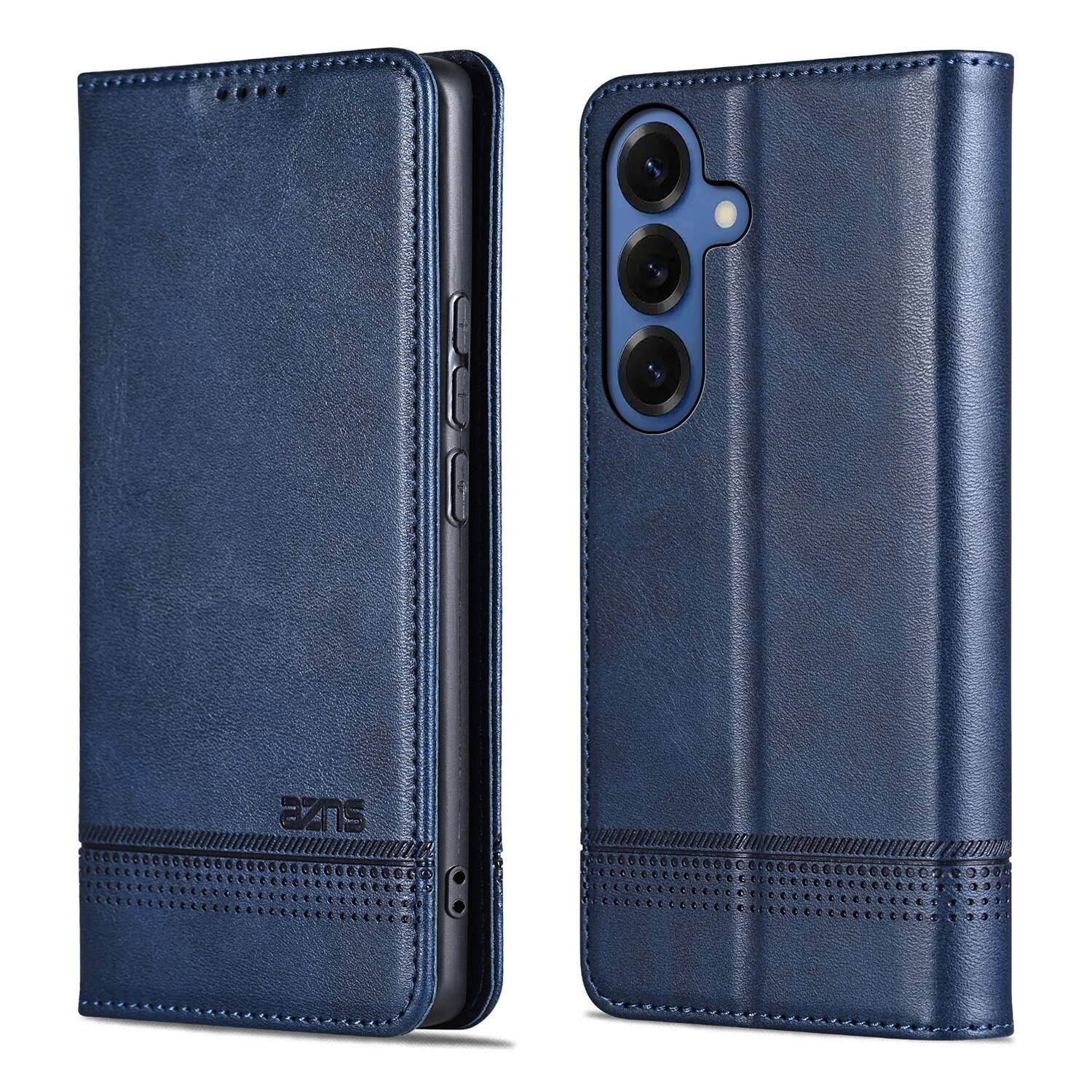 Alt View 3. Dteck - PU Leather Flip Wallet Case for Samsung Galaxy S26,Magnetic Closure Card Slots Kickstand Cover,Shock-Absorbing TPU Cover - Blue.