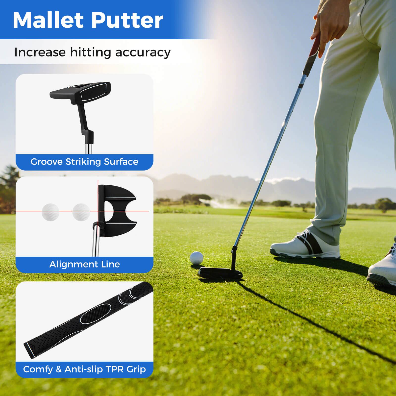 Mallet Putter

Increase hitting accuracy

- Groove Striking Surface
- Alignment Line
- Comfy & Anti-slip TPR Grip