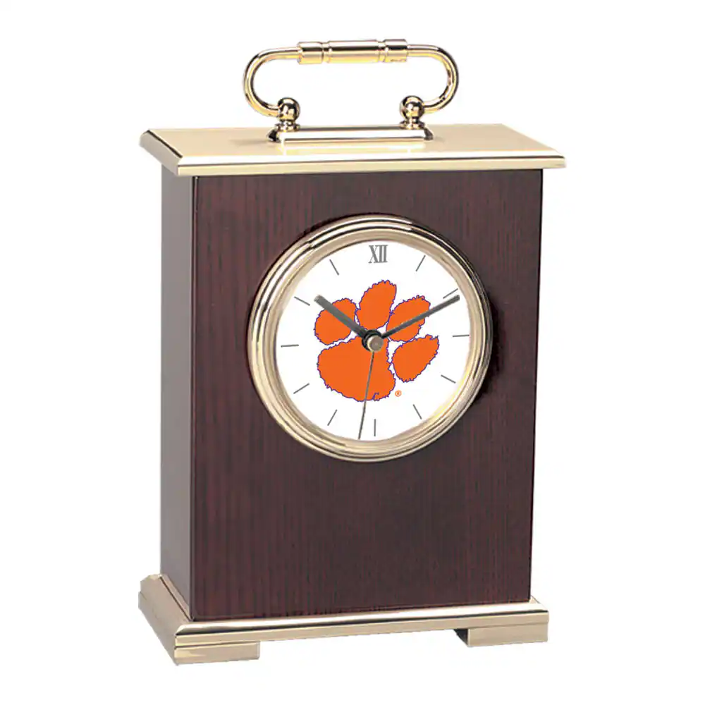 Front. Jardine - Clemson Tigers Gold Logo Carriage Clock - Gold.