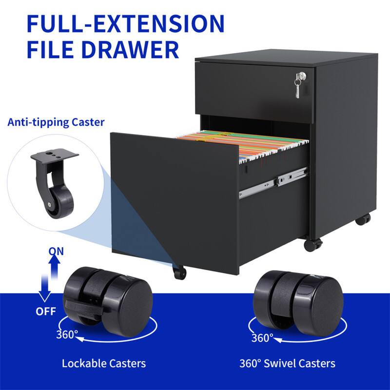 FULL-EXTENSION FILE DRAWER

Anti-tipping Caster

ON

OFF

360°

Lockable Casters

360° Swivel Casters