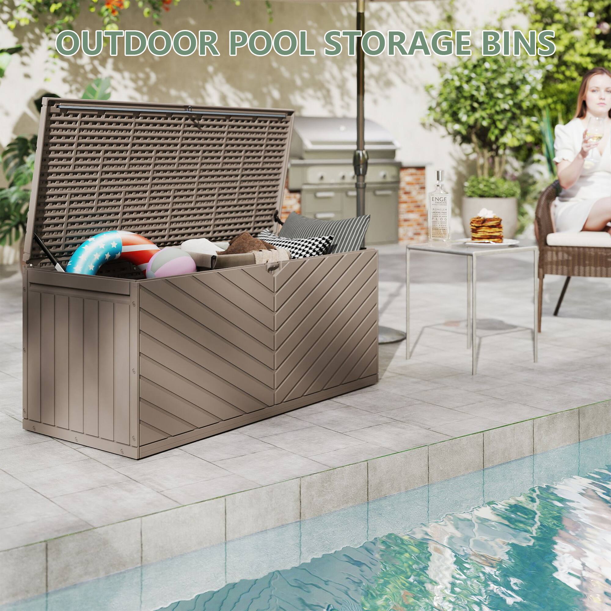 OUTDOOR POOL STORAGE BINS