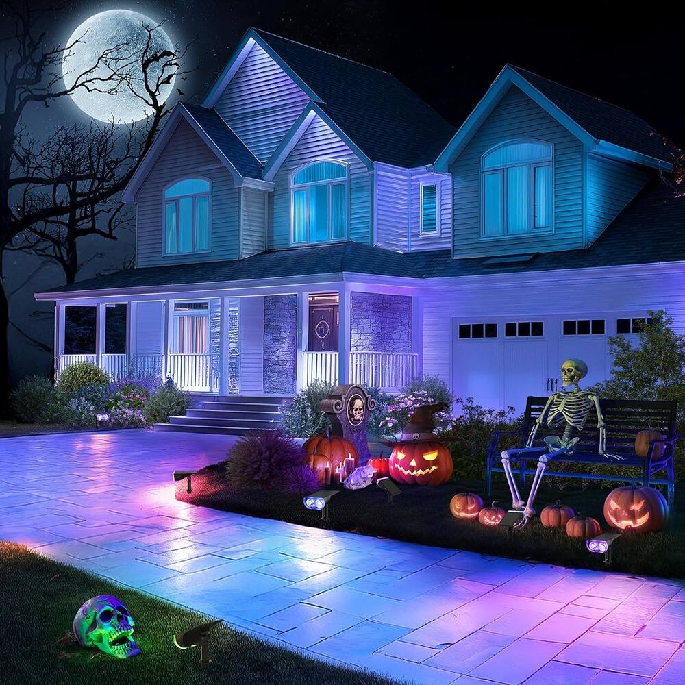 Back. MOSZAR LLC - Outdoor Solar Lights Waterproof IP67, Multicolored, 2-Pack, StarRay RGB Solar - Multicolor.