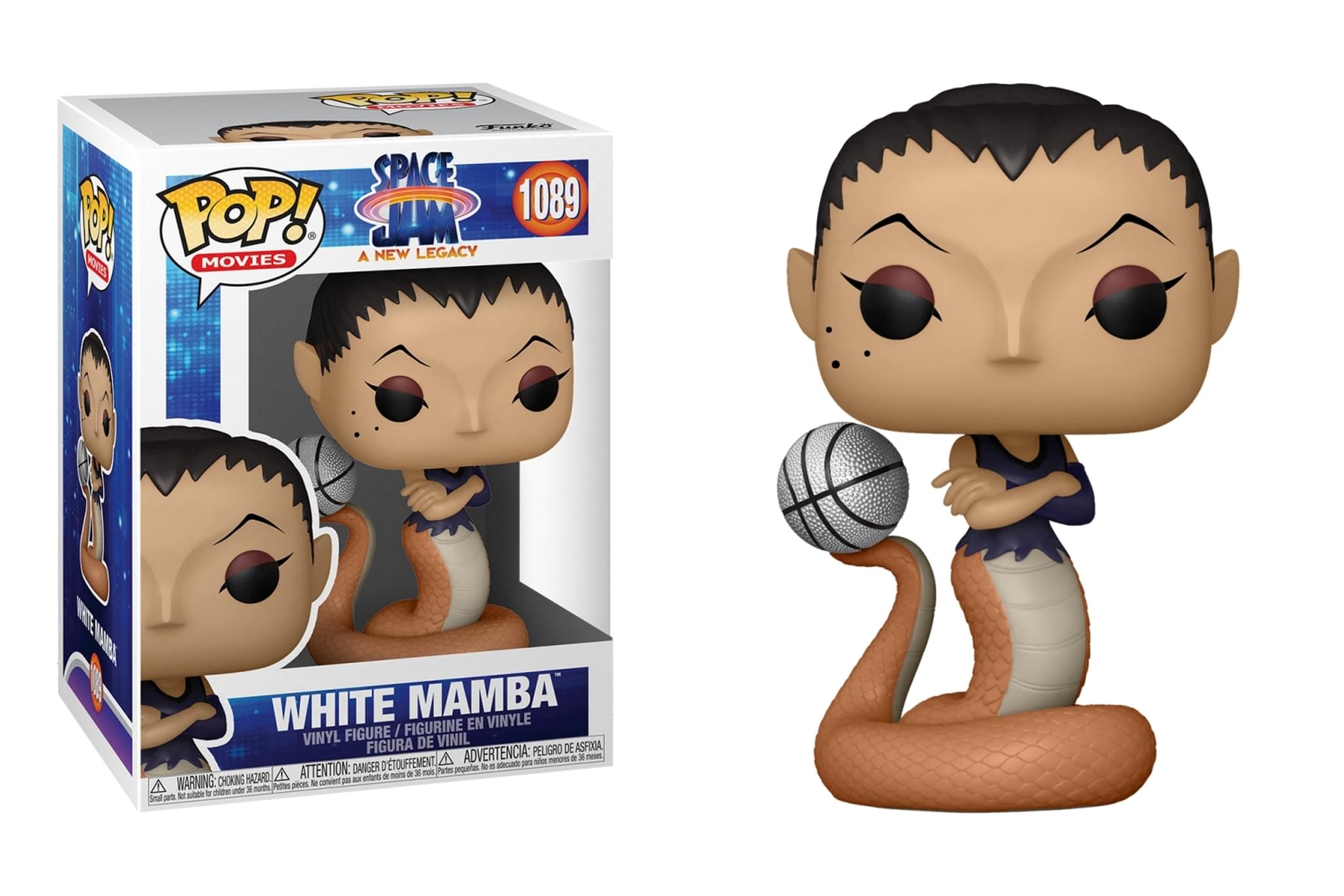 **POP! Movies**  
**Space Jam: A New Legacy**  
**1089**  

**White Mamba**  
**Vinyl Figure / Figurine en Vinyle / Figura de Vinil**  

**Warning: Choking Hazard - Small parts. Not for children under 3 years.**  
**Attention: Danger d'étouffement - Petites pièces. Ne convient pas aux enfants de moins de 3 ans.**  
**Advertencia: Peligro de asfixia - Piezas pequeñas. No es adecuado para menores de 3 años.**