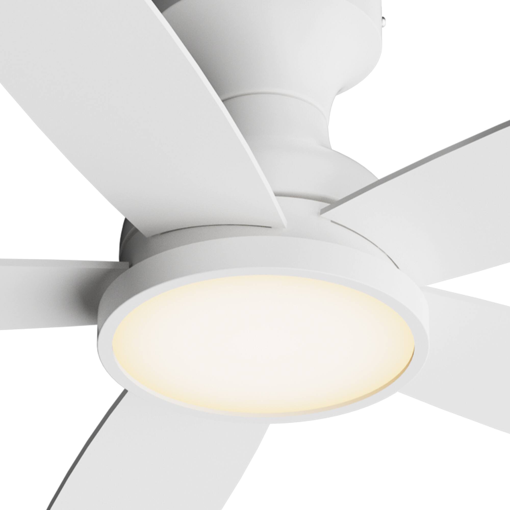 Alt View 4. Siljoy - 42 Inch 5 Blade Farmhouse Low Profile Flush Mount Ceiling Fan with LED Light and Remote for Bedroom Living Room - White.
