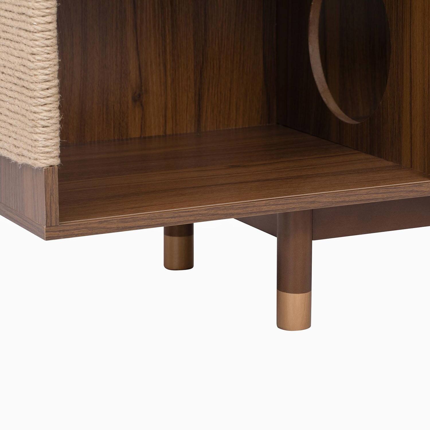 Left. Pefilos - 74" Modern Cat Litter Box Enclosure TV Stand with Sliding Flip-down and Scratching Board, Multi-Functional Cat House.